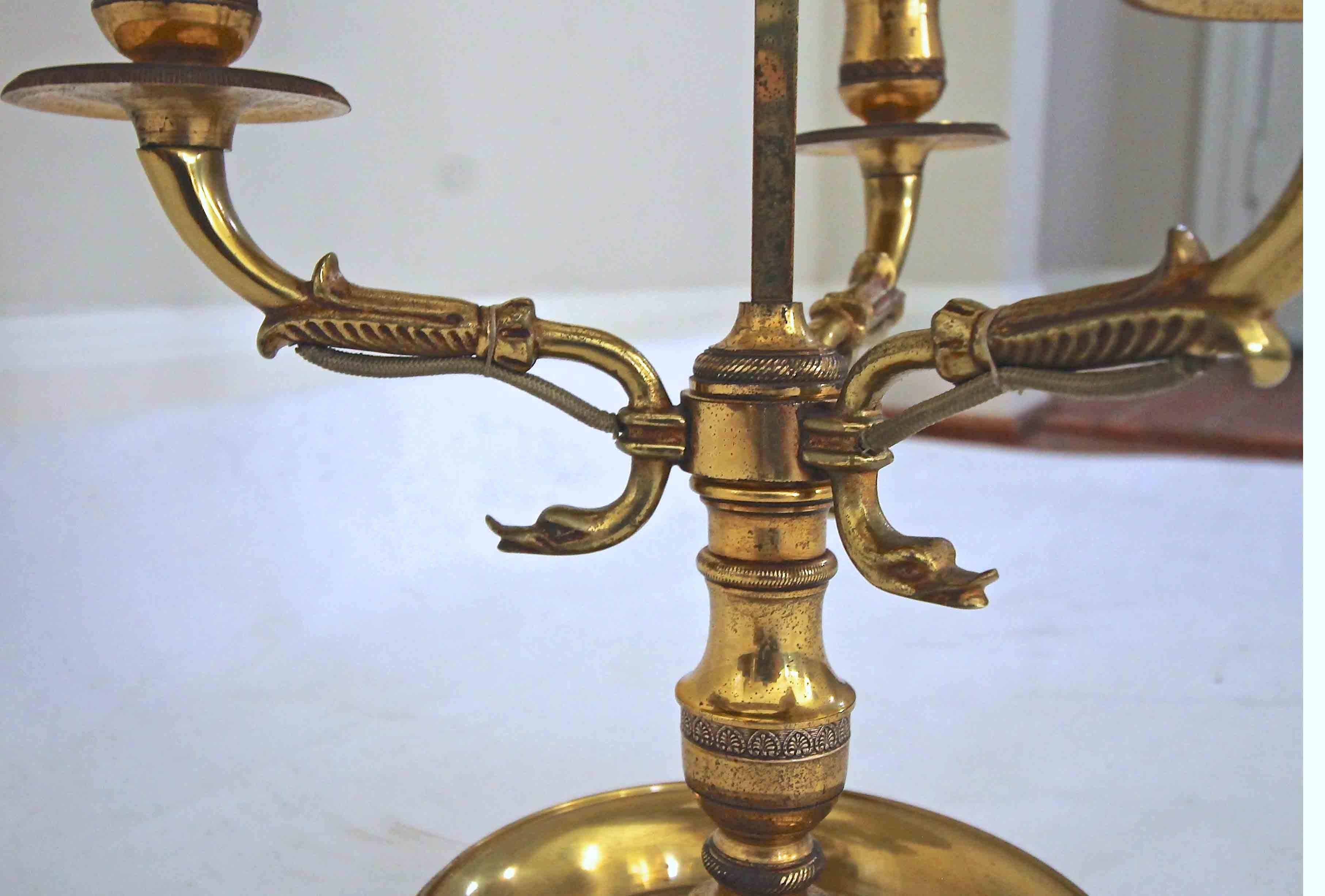 French Empire Style Bouillotte Brass Lamp 3