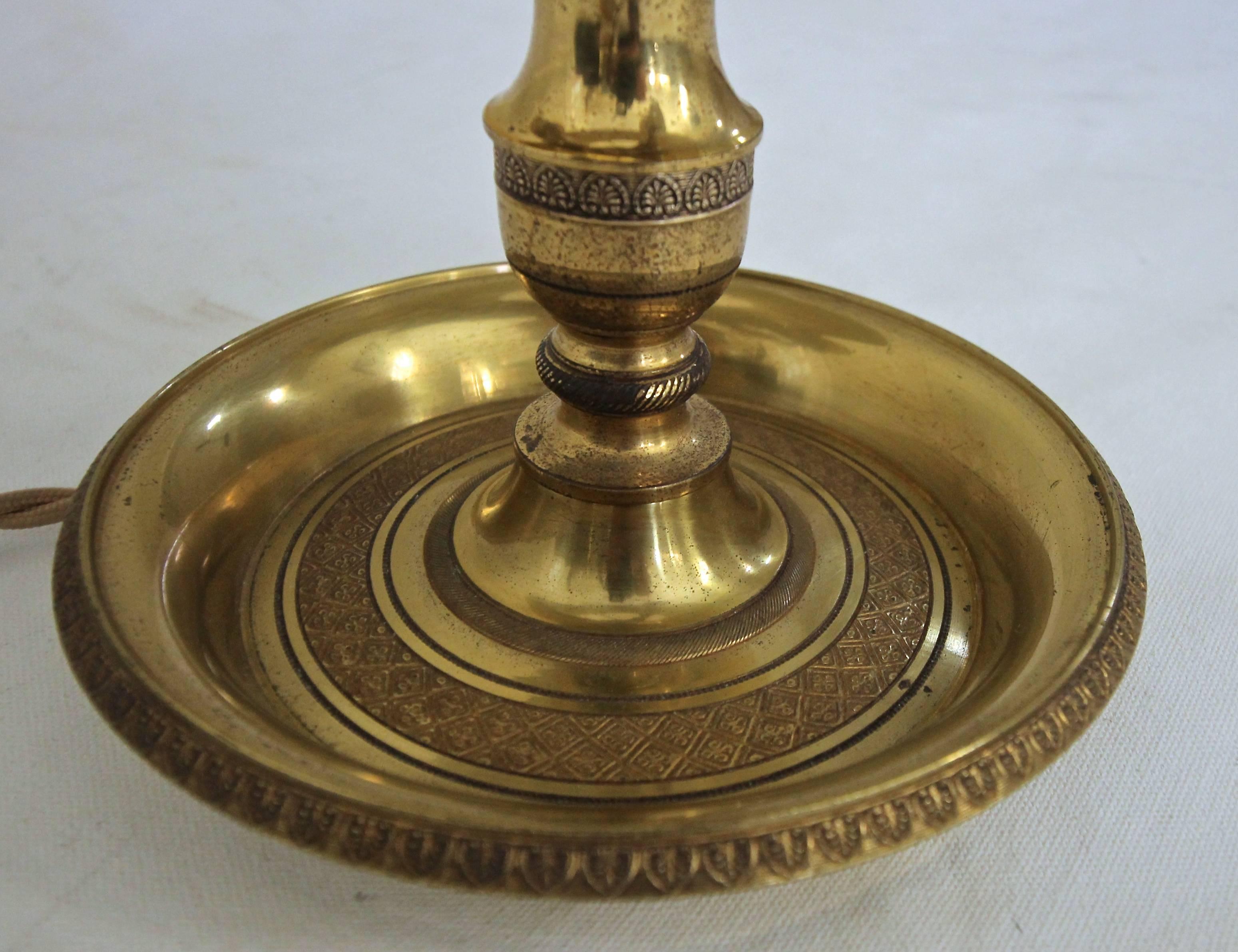 French Empire Style Bouillotte Brass Lamp 2