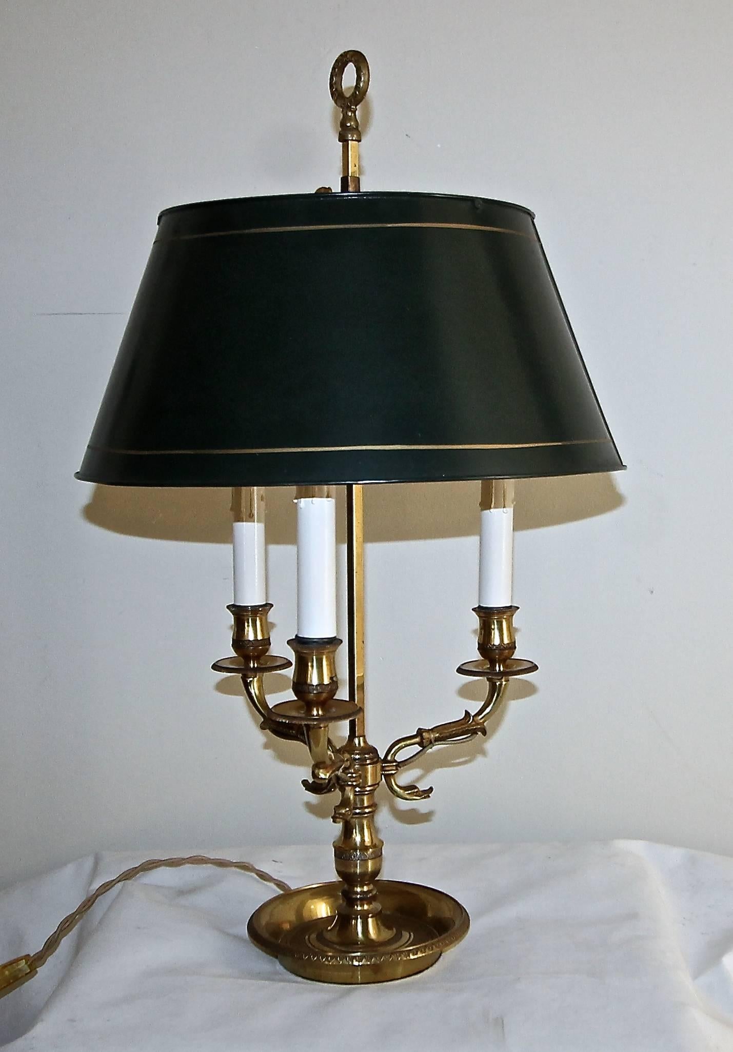 French Empire Style Bouillotte Brass Lamp 1
