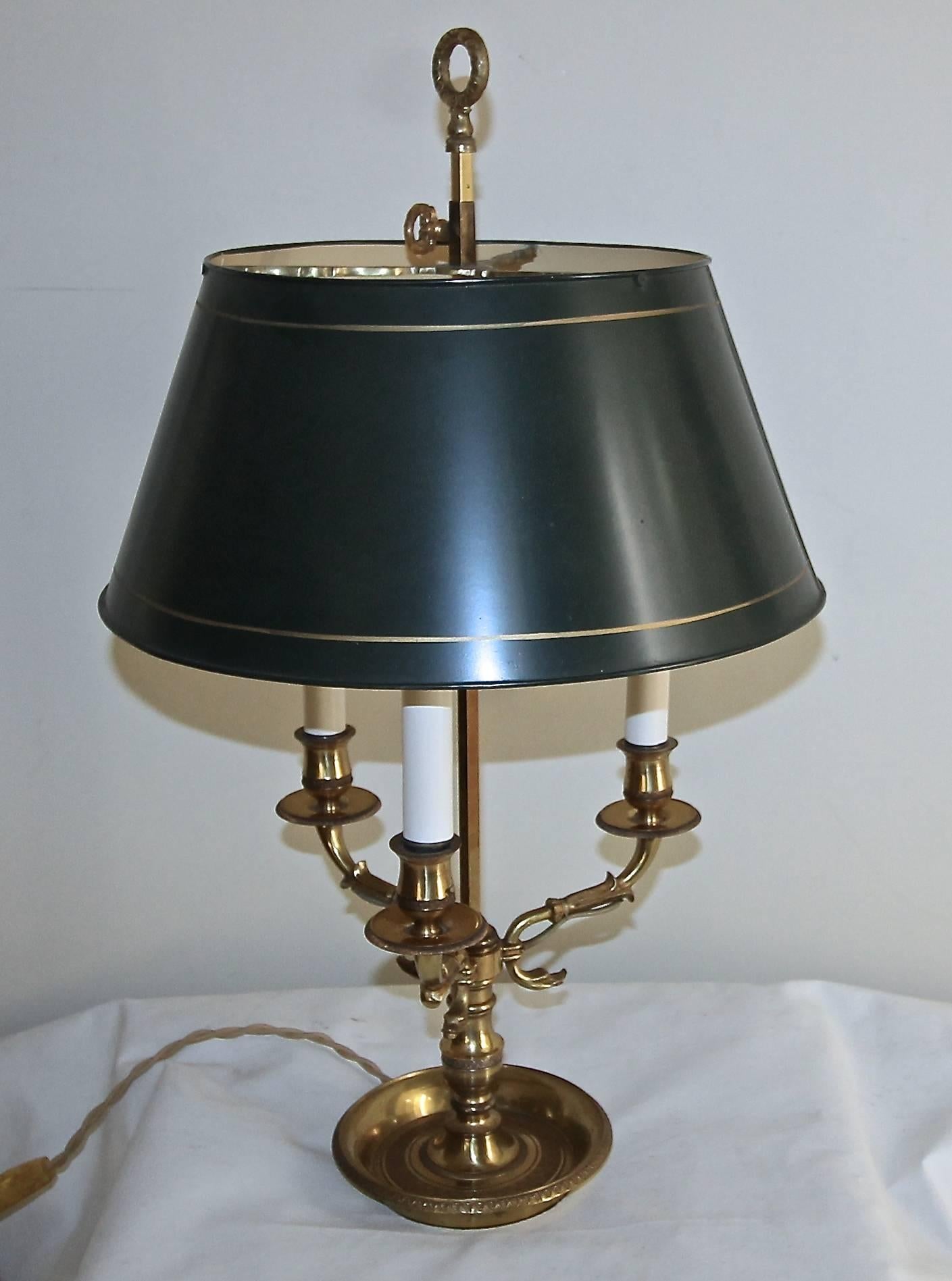 Painted French Empire Style Bouillotte Brass Lamp