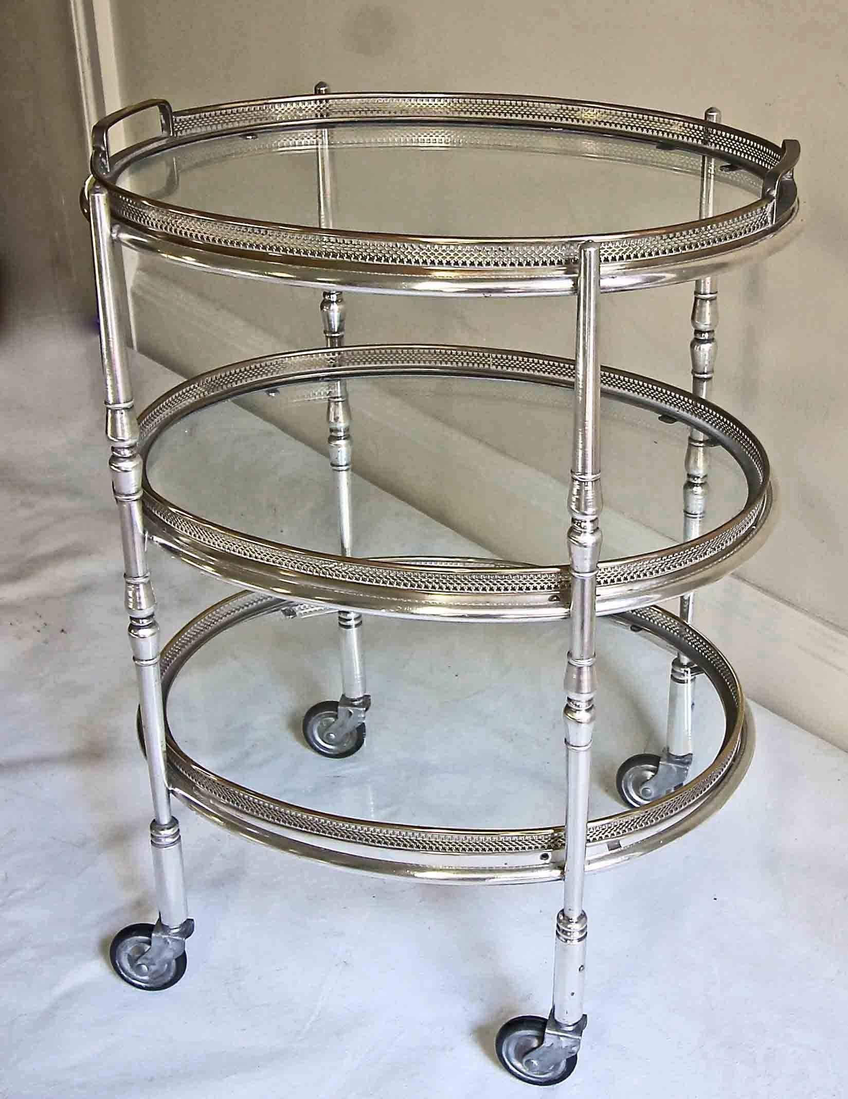 French Silver Plated Three-Tier Bar Serving Cart 6