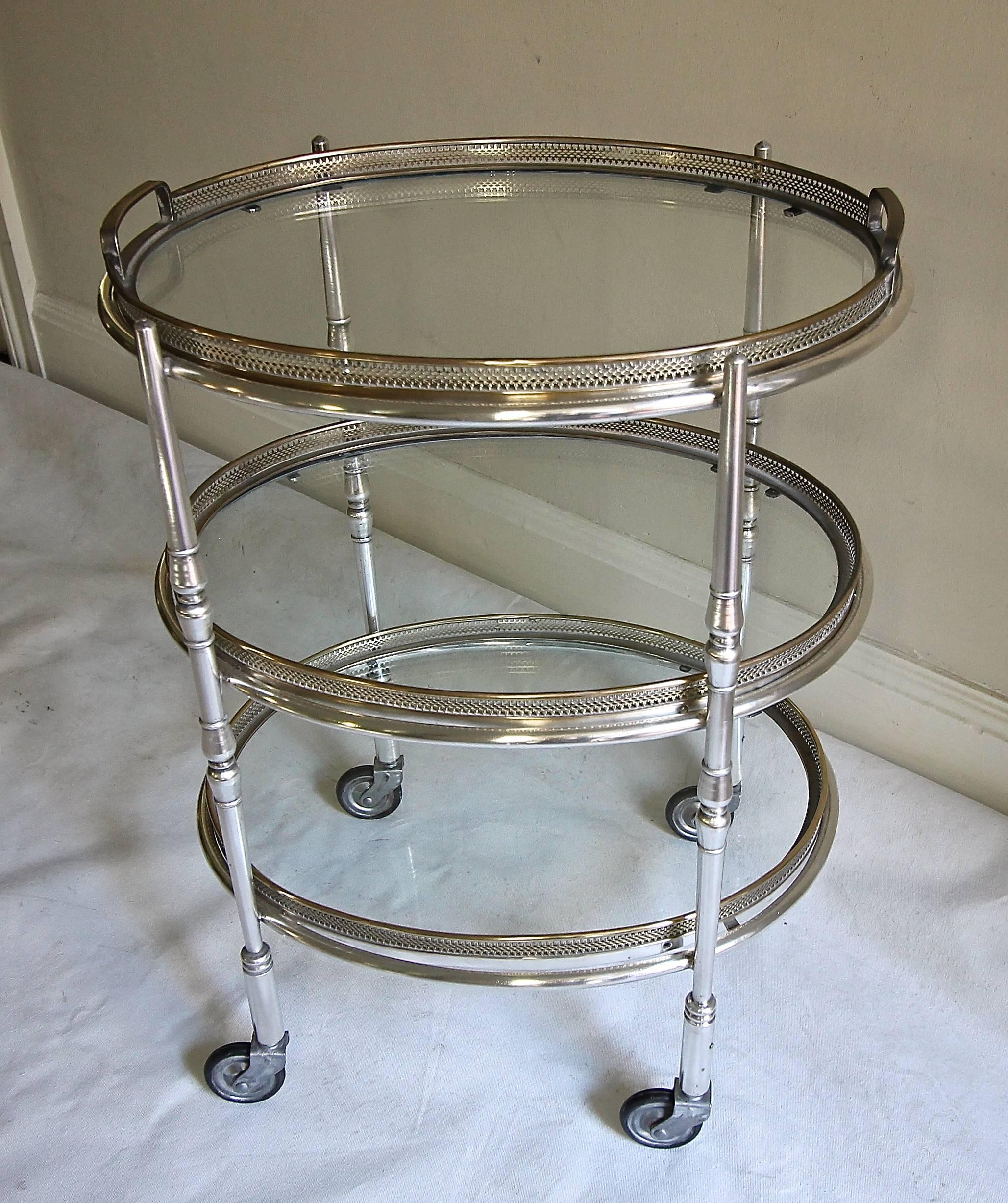 French Silver Plated Three-Tier Bar Serving Cart 2