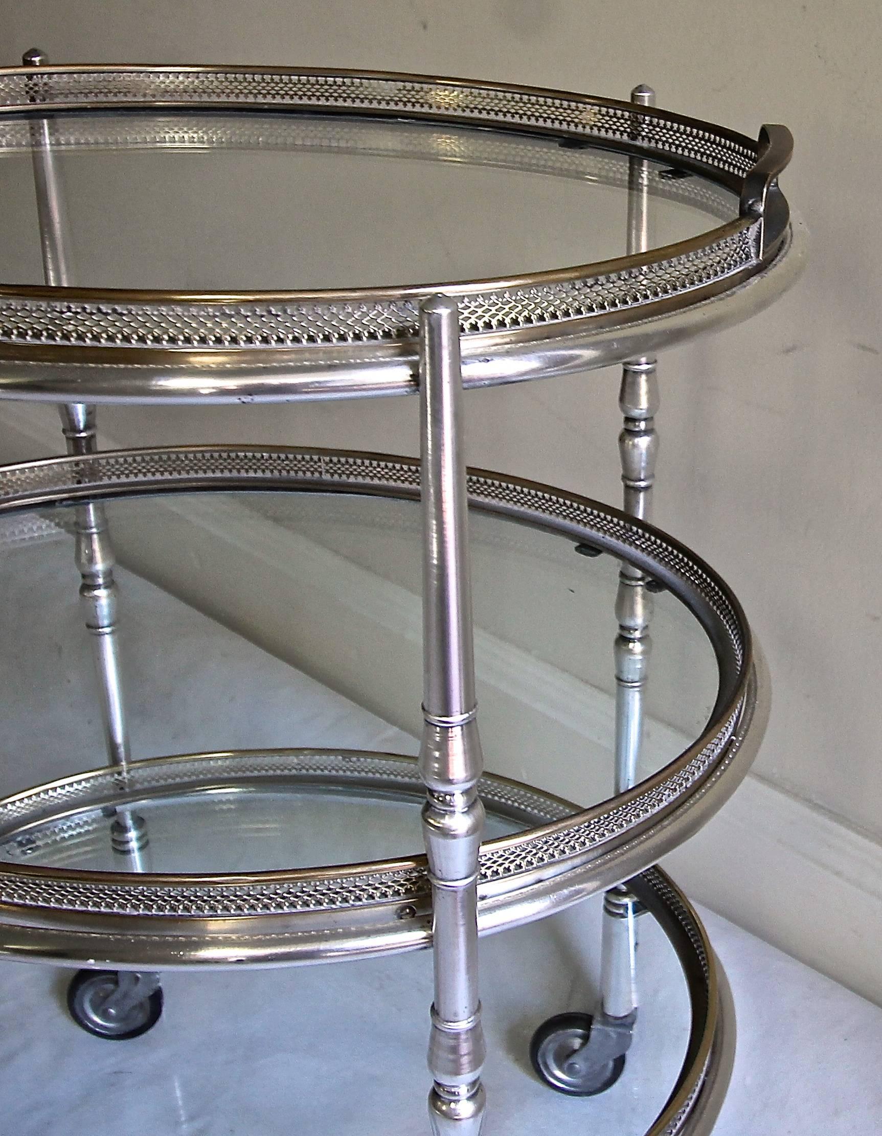 French Silver Plated Three-Tier Bar Serving Cart 3
