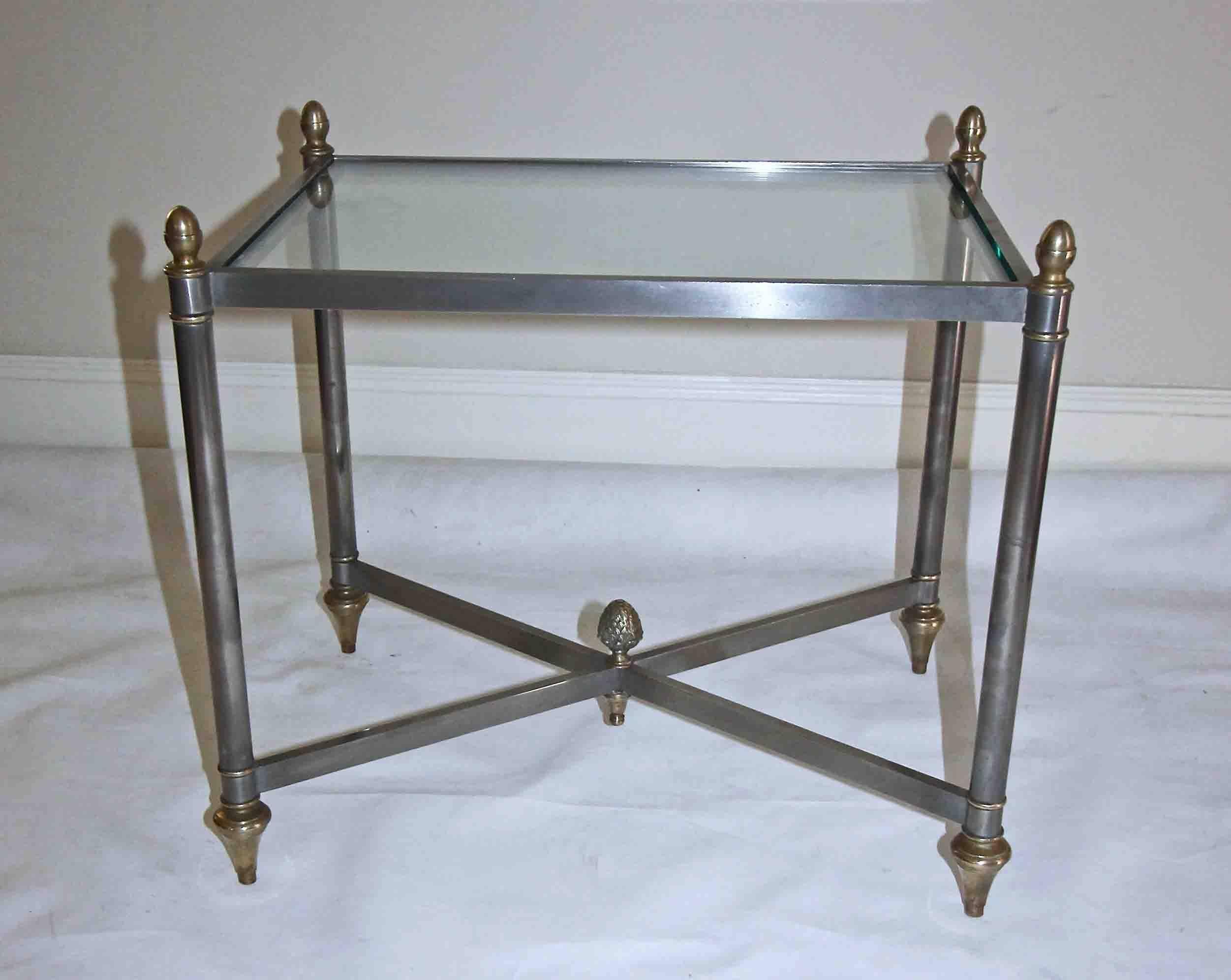 Italian Jansen Style Steel Brass Side or End Table 1