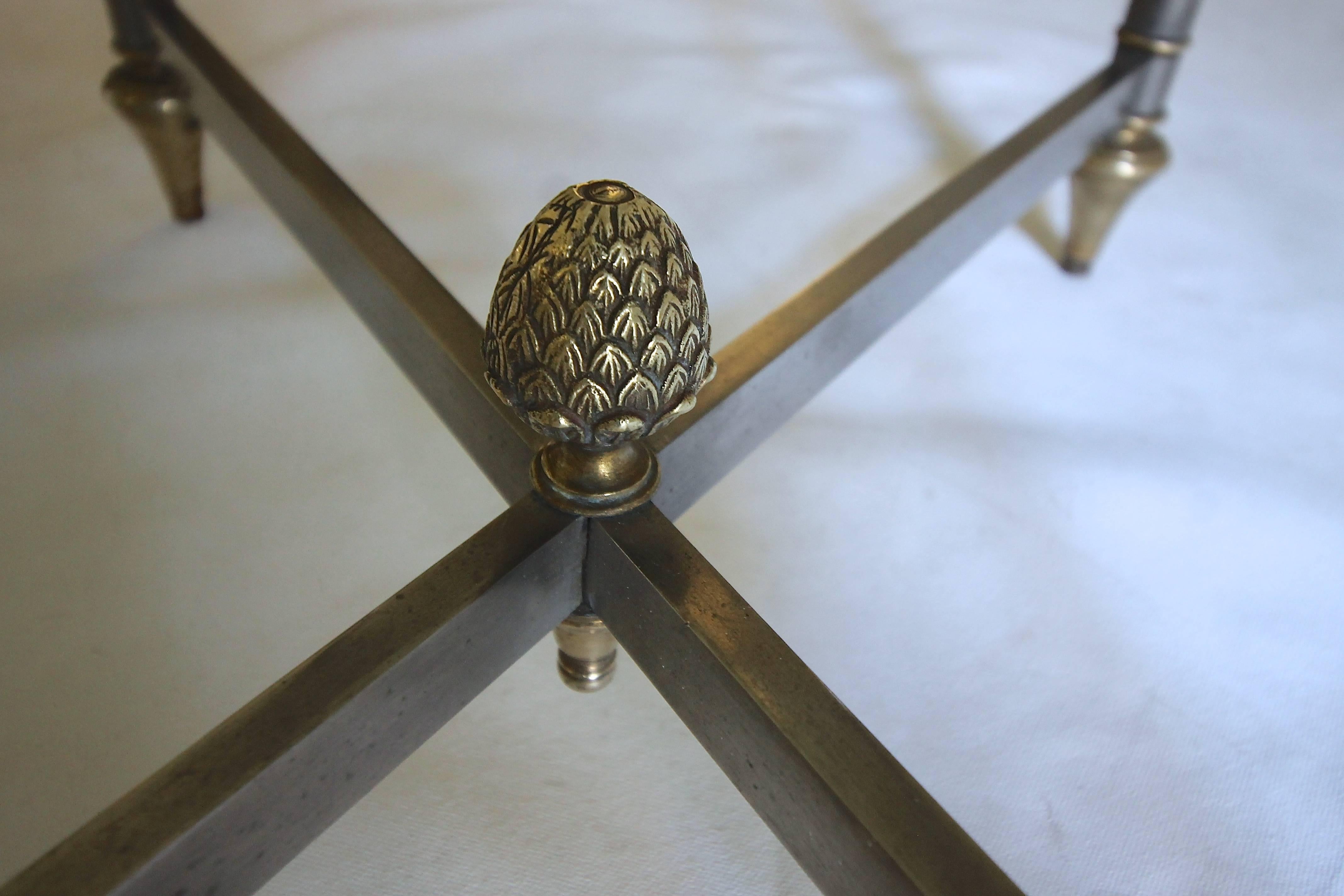 Metal Italian Jansen Style Steel Brass Side or End Table