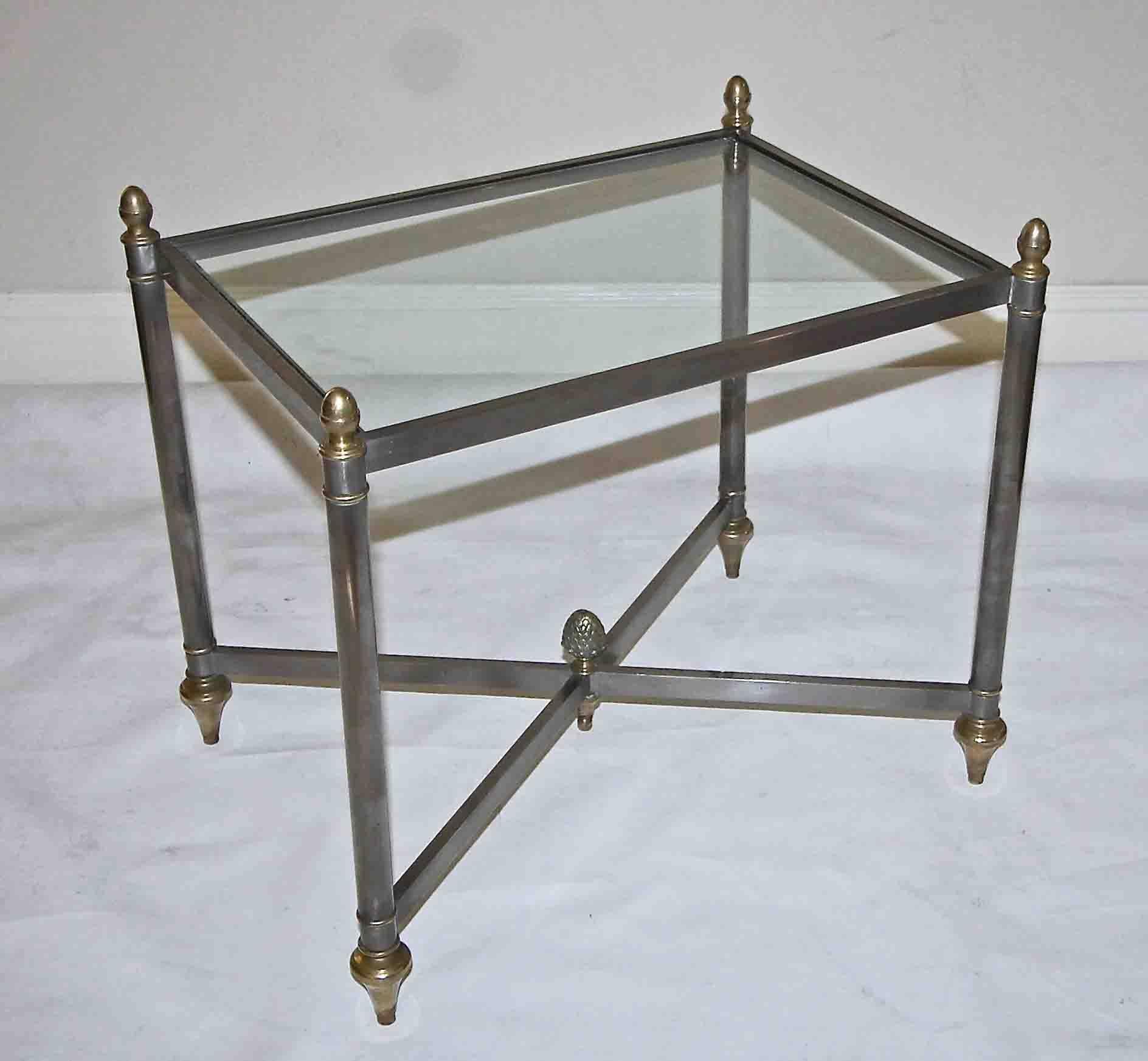 Italian Jansen Style Steel Brass Side or End Table In Good Condition In Palm Springs, CA