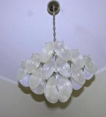 Mazzega Vistosi Murano Iridescent Disc Glass Chandelier