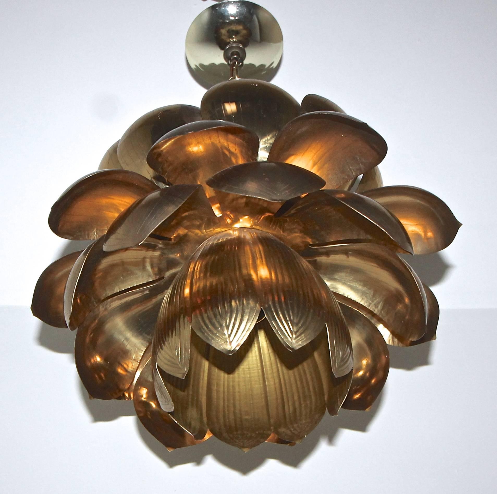 brass lotus hanging lamp