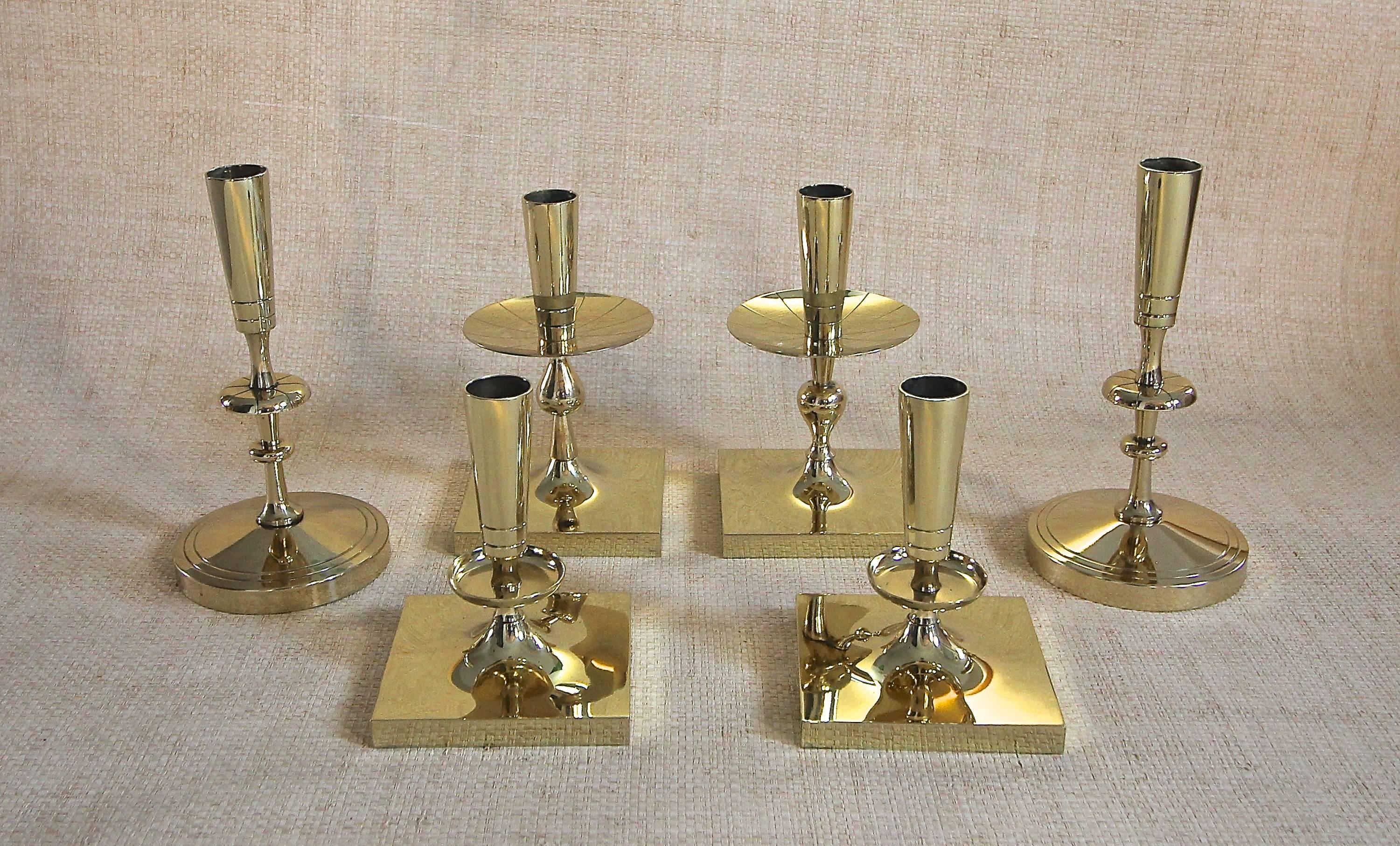 Collection of Tommi Parzinger for Dorlyn Brass Candlesticks In Good Condition In Palm Springs, CA