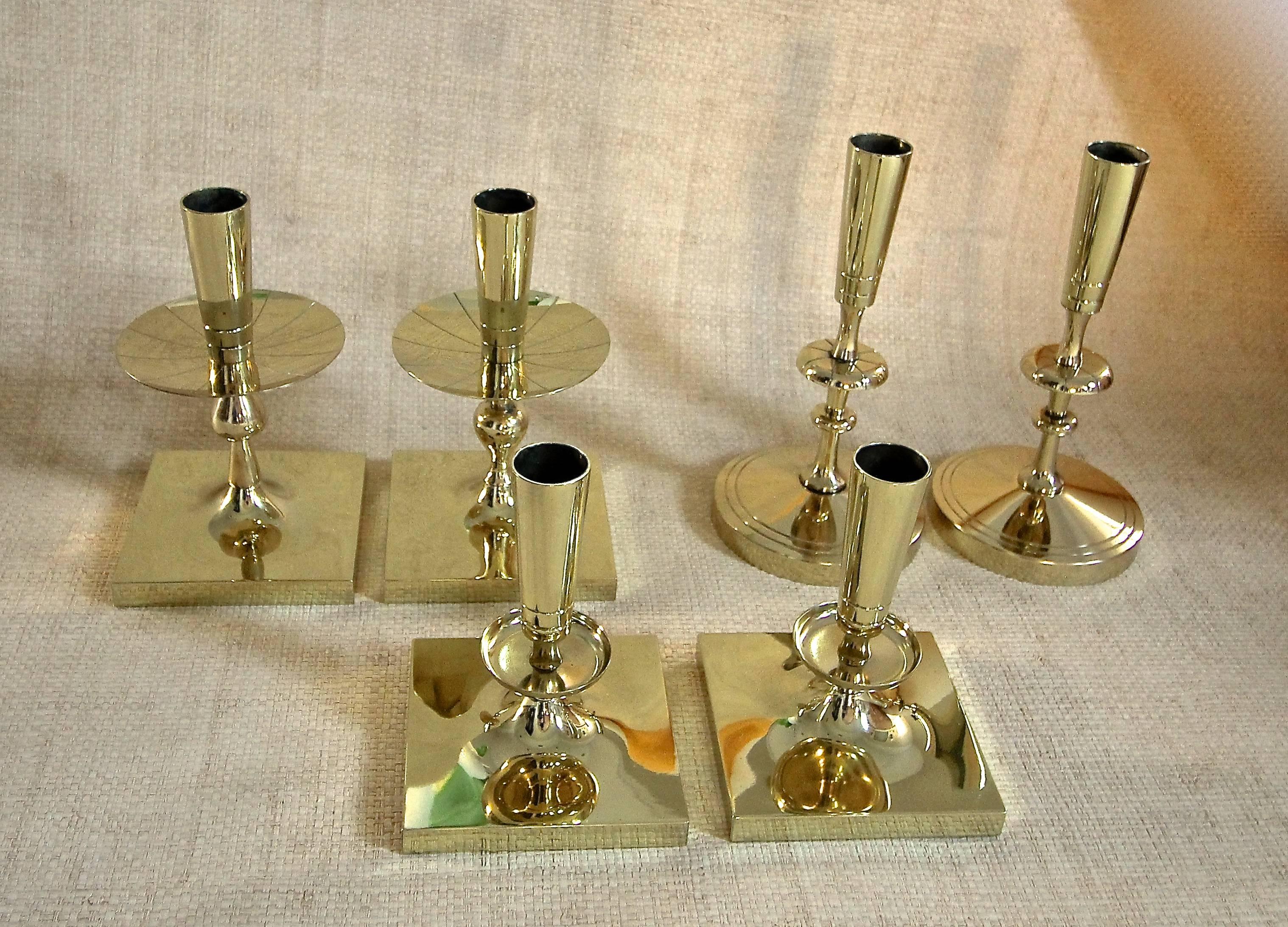 American Collection of Tommi Parzinger for Dorlyn Brass Candlesticks