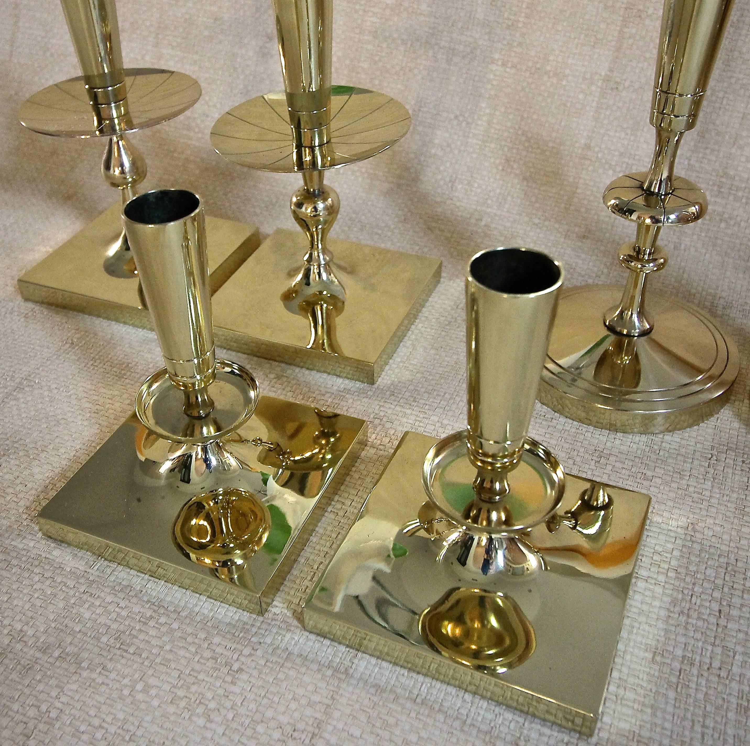 Mid-20th Century Collection of Tommi Parzinger for Dorlyn Brass Candlesticks