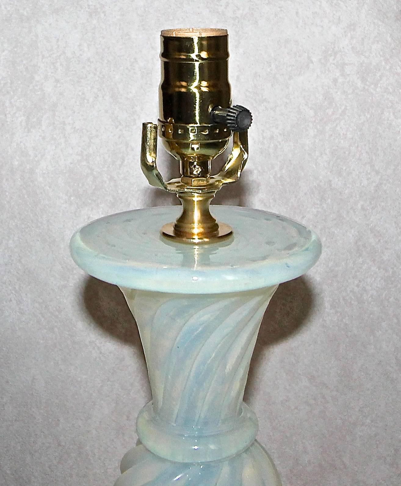 Brass Rare Barovier & Toso Murano Opalescent Glass Table Lamp