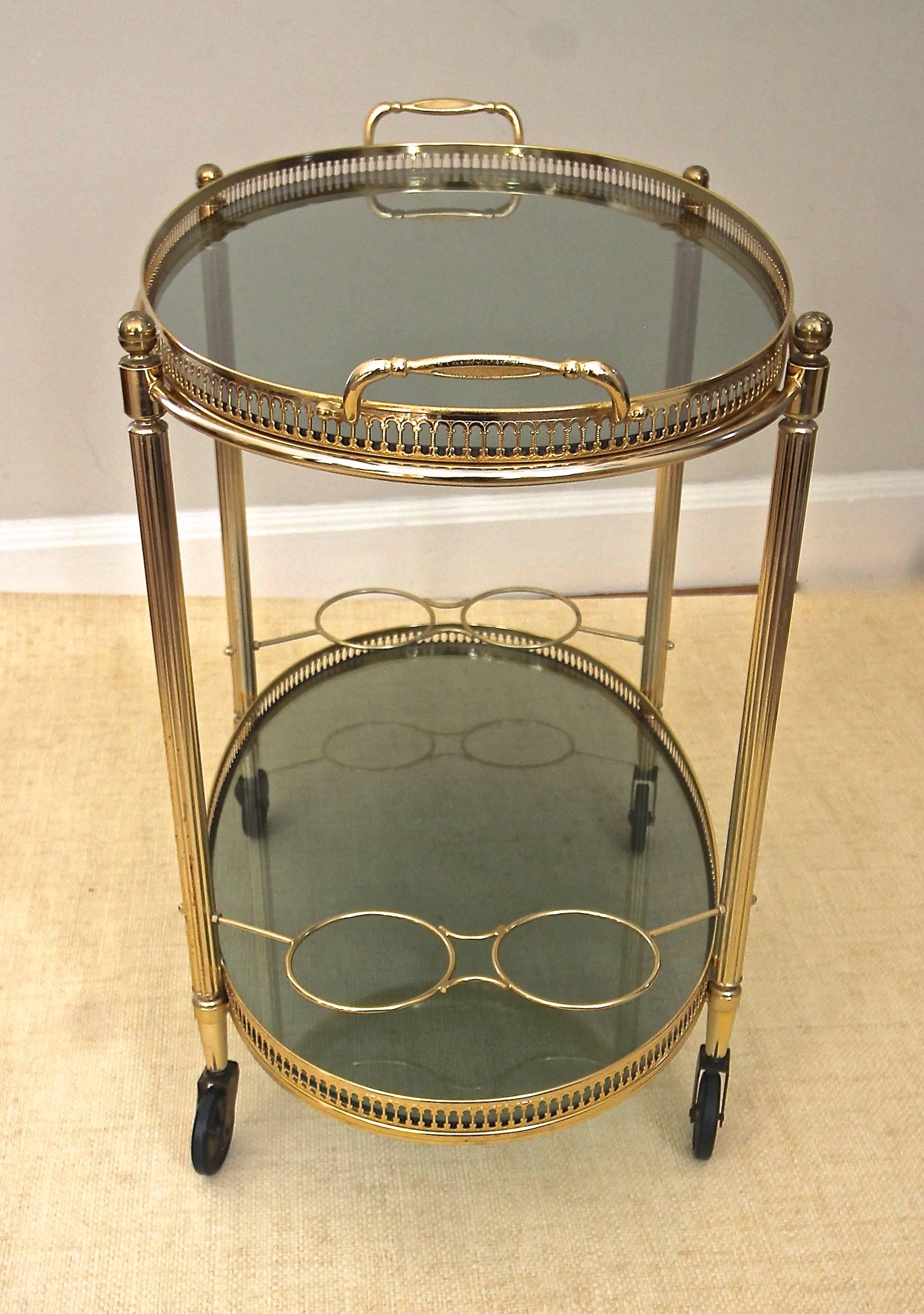 Brass-Plated Bar Cart In Good Condition In Palm Springs, CA