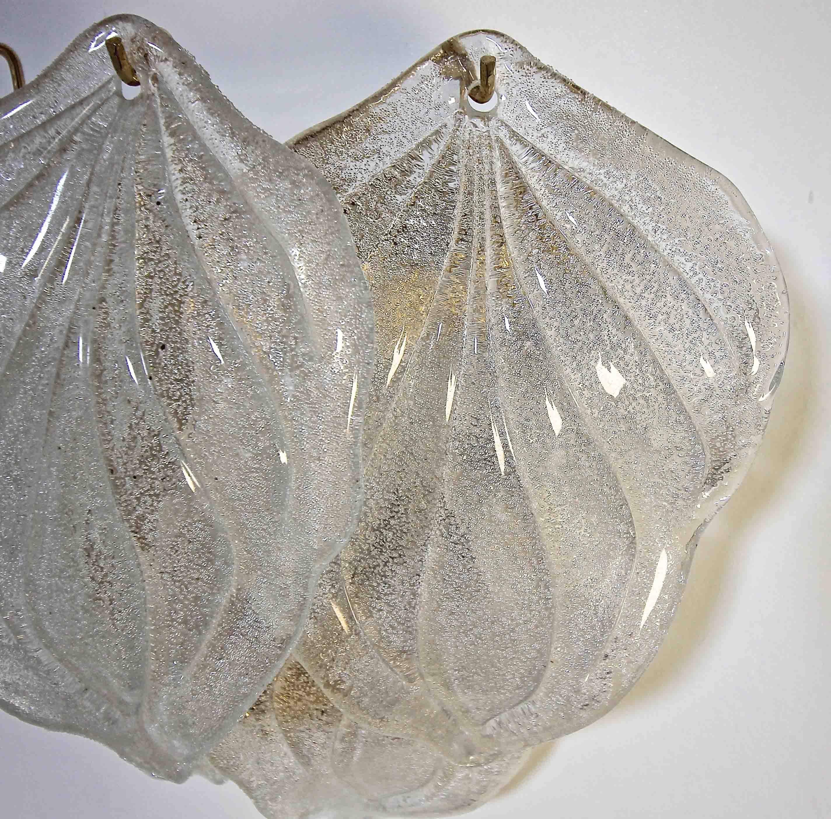  Murano Italian Rugiadoso Glass Leaf Wall Sconces 3