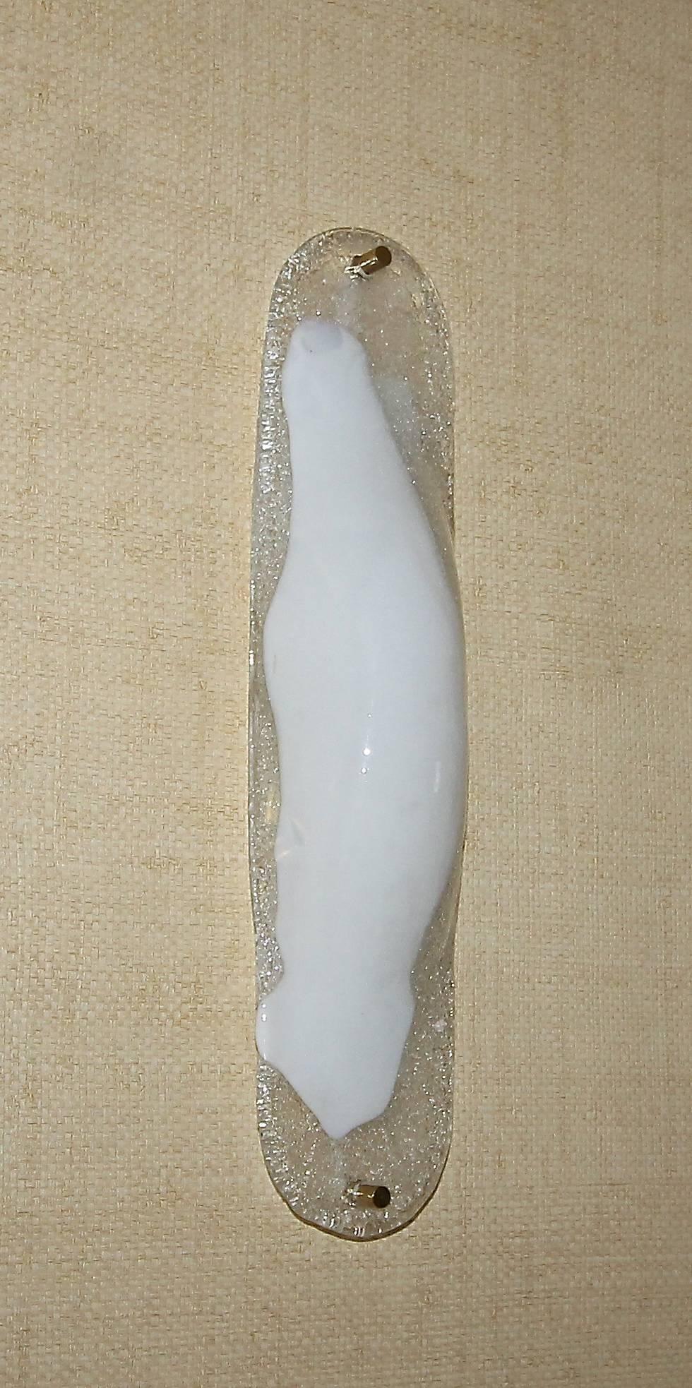 Mid-20th Century Single Mazzega Italian White Textered Glass Wall Sconce