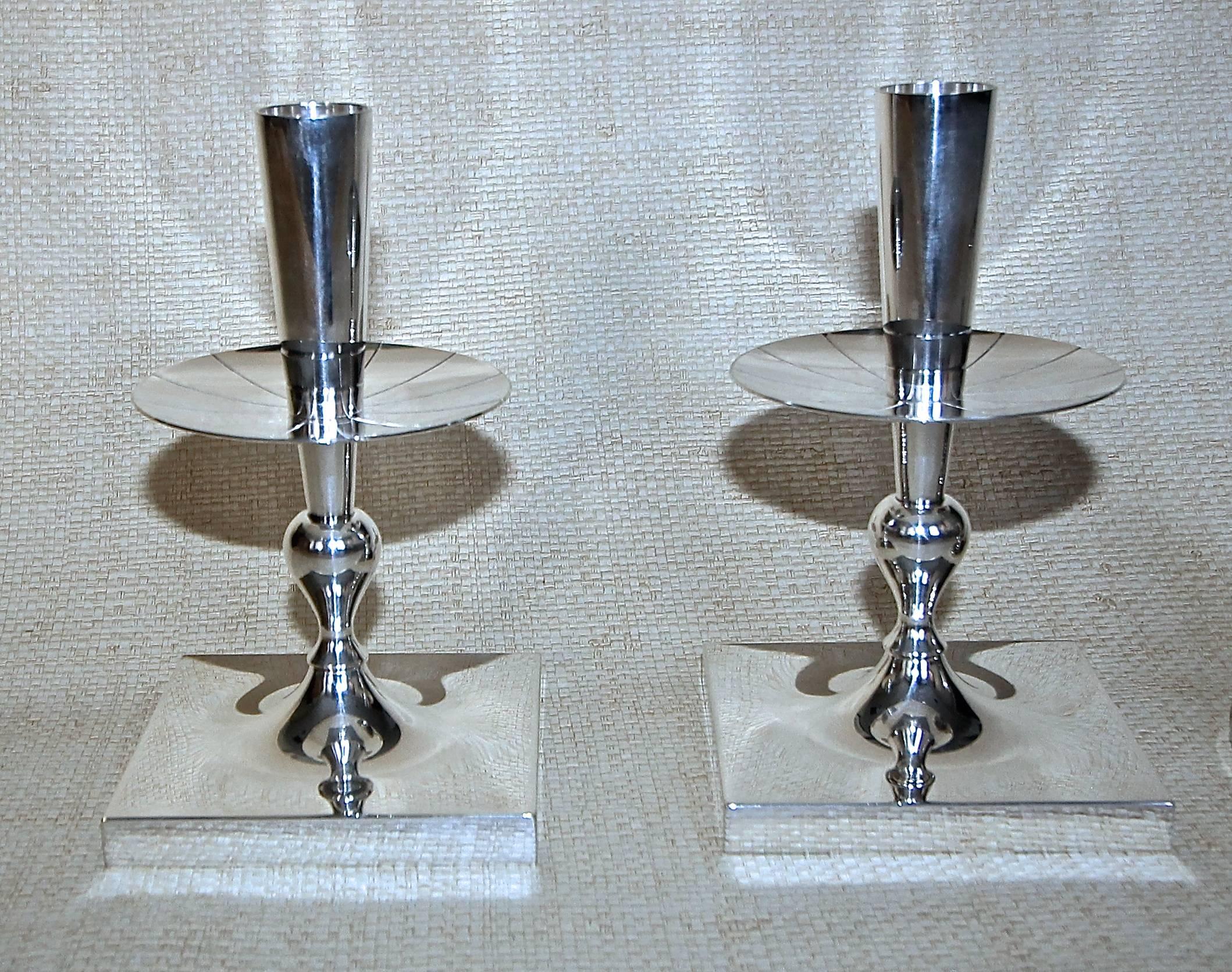 Plated Collection of Tommi Parzinger Designed Candlesticks
