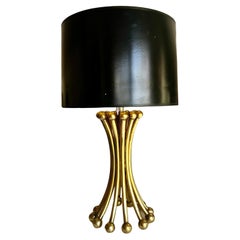 Single Solid Brass Rod & Ball Sheaf of Wheat Lamp