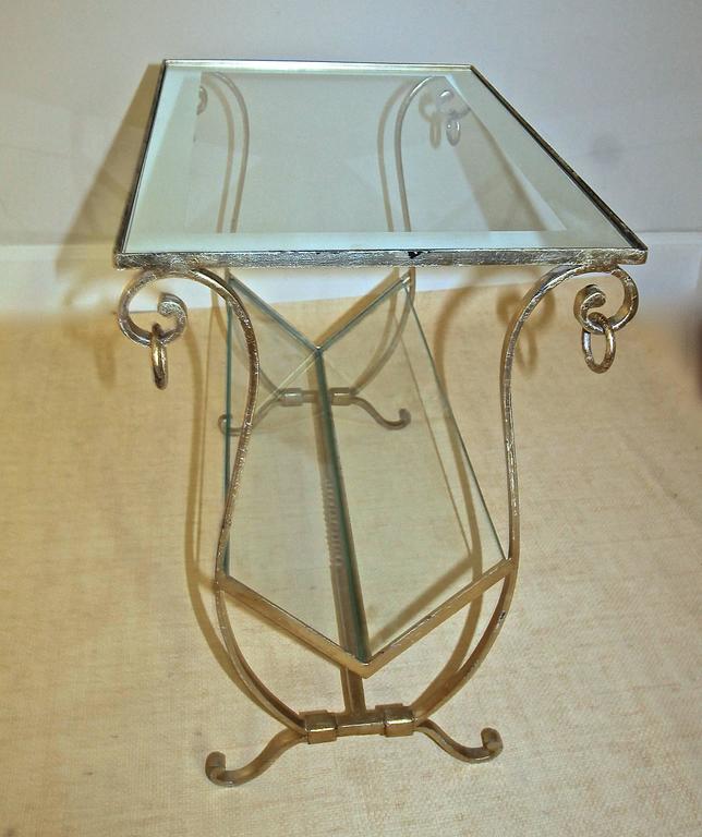 Gilt Metal Combination Side Table Magazine Rack For Sale at 1stDibs