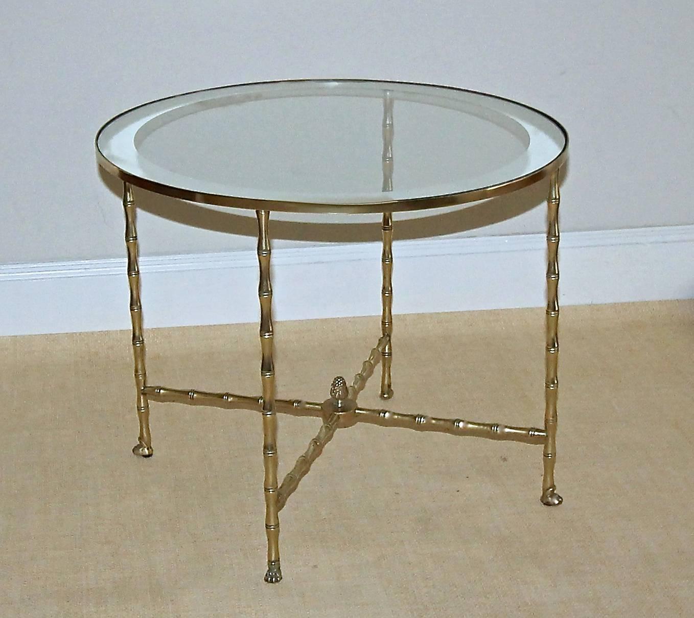 Bagues French Bronze Faux Bamboo Round Side Table For Sale 1