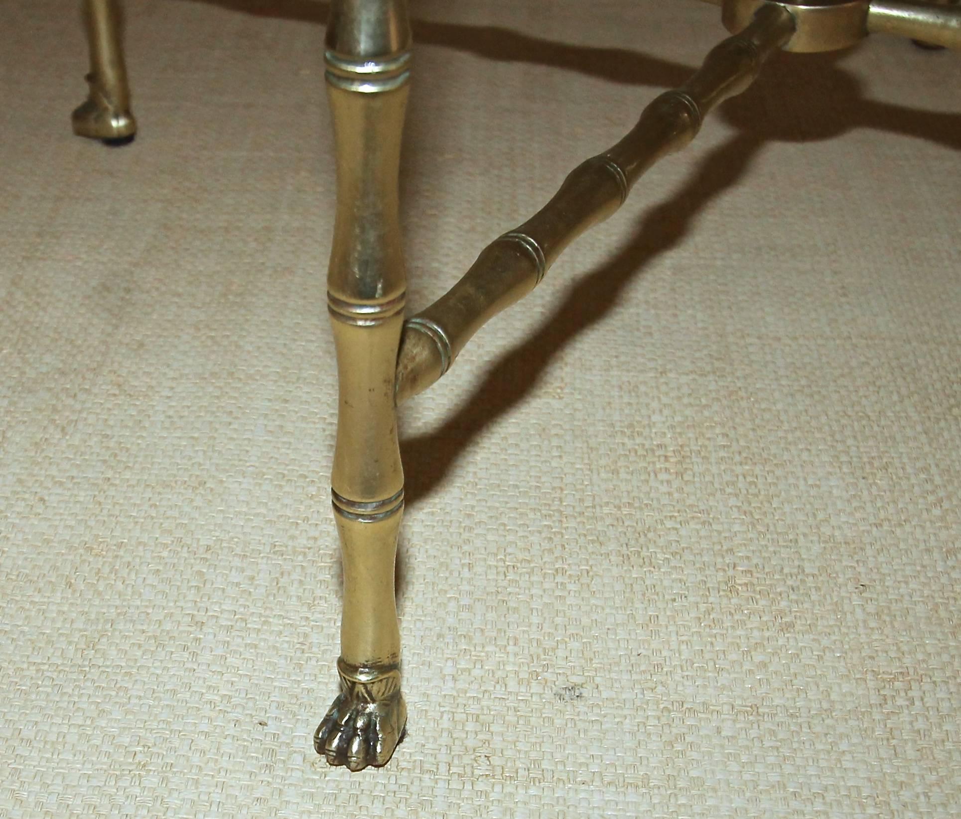 Bronze Table d'appoint ronde en bronze et faux bambou français de Bagues en vente