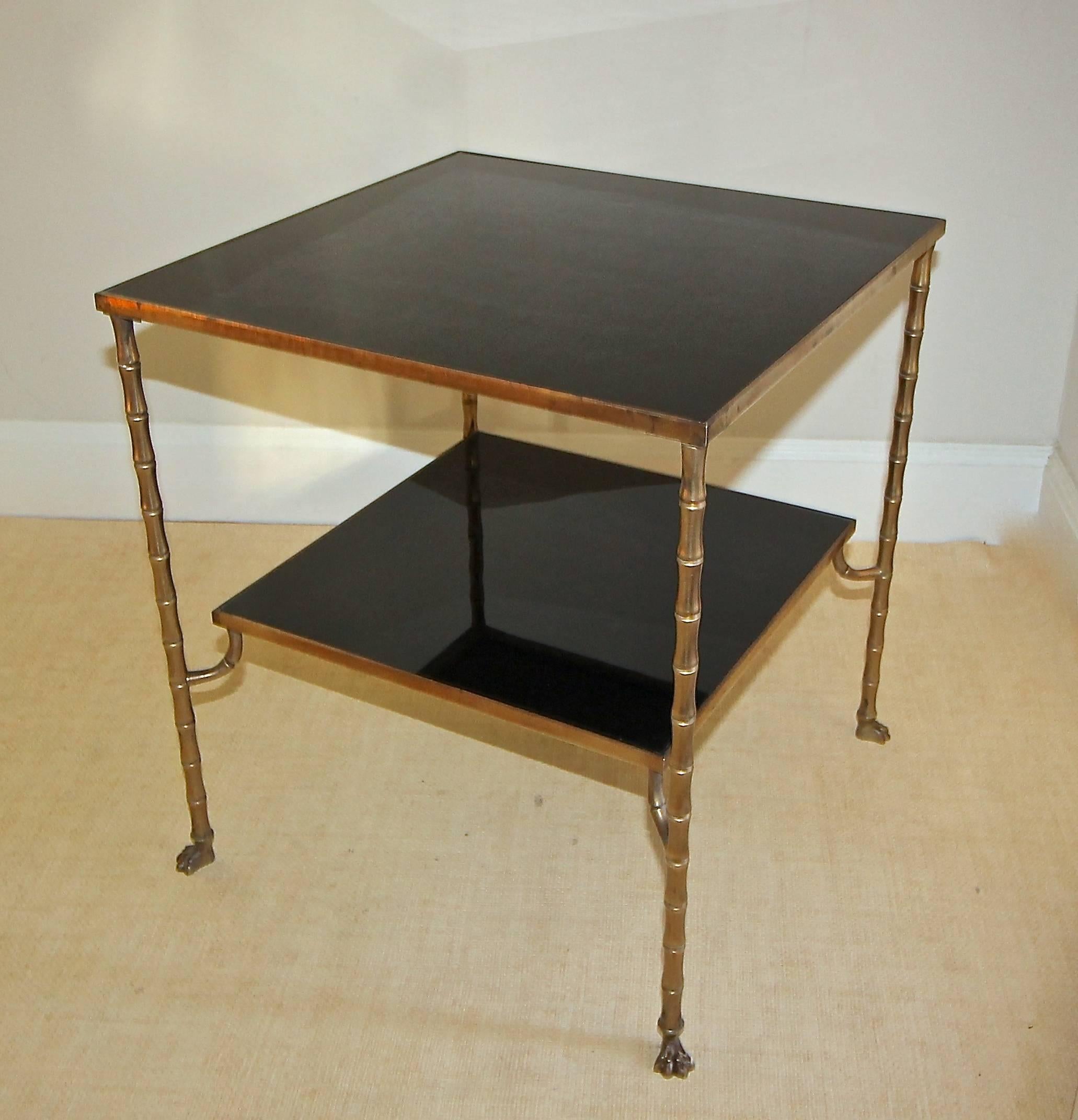 Maison Baguès Faux Bronze Bamboo Two-Tier Side Table 1