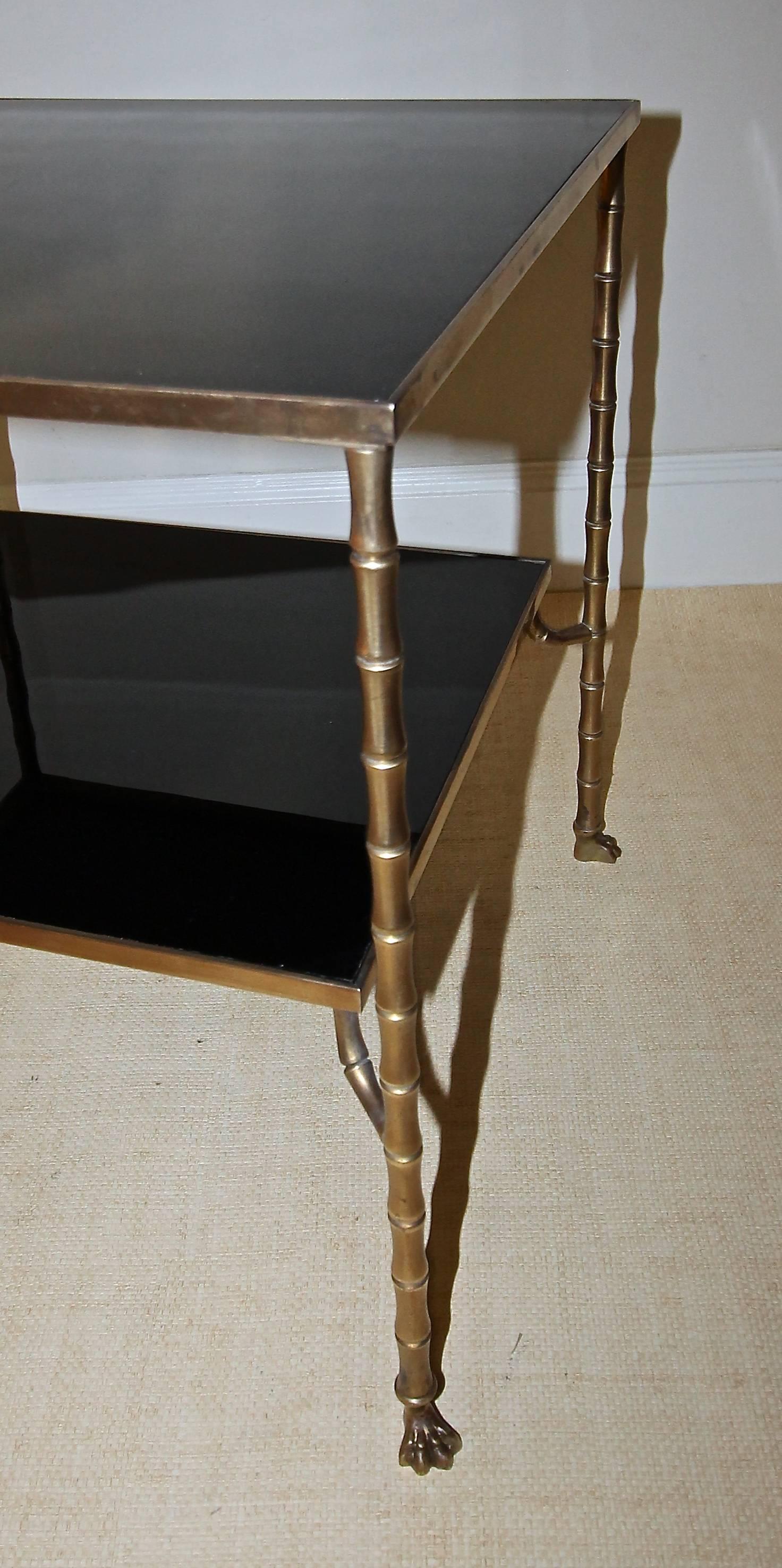 Maison Baguès Faux Bronze Bamboo Two-Tier Side Table 3