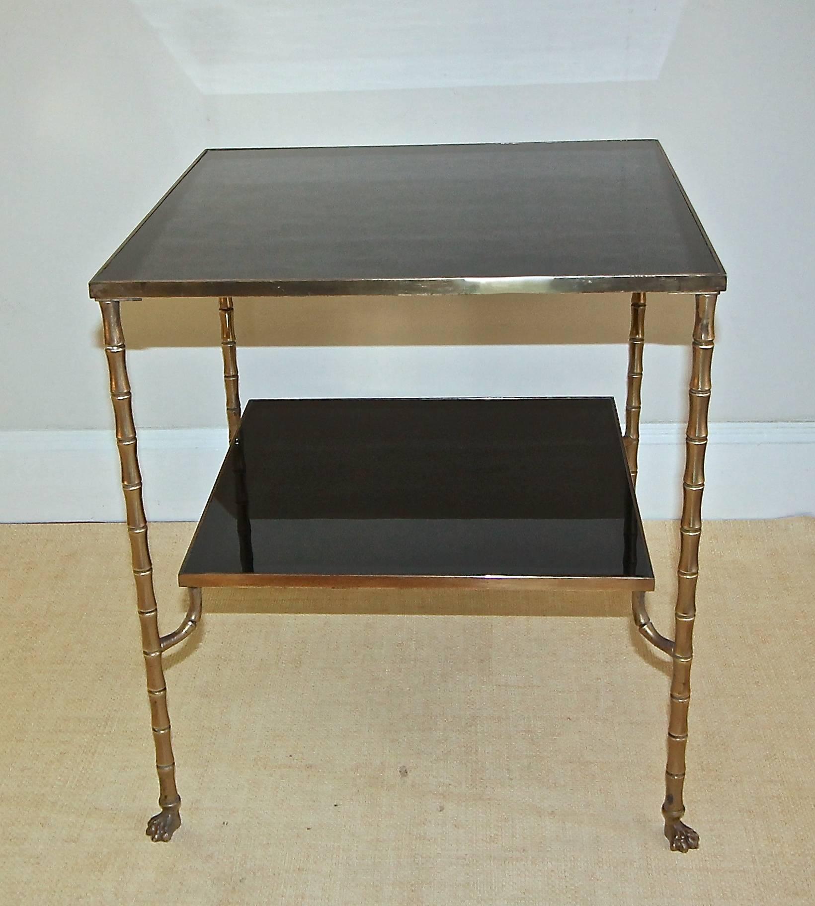 Maison Baguès Faux Bronze Bamboo Two-Tier Side Table 5