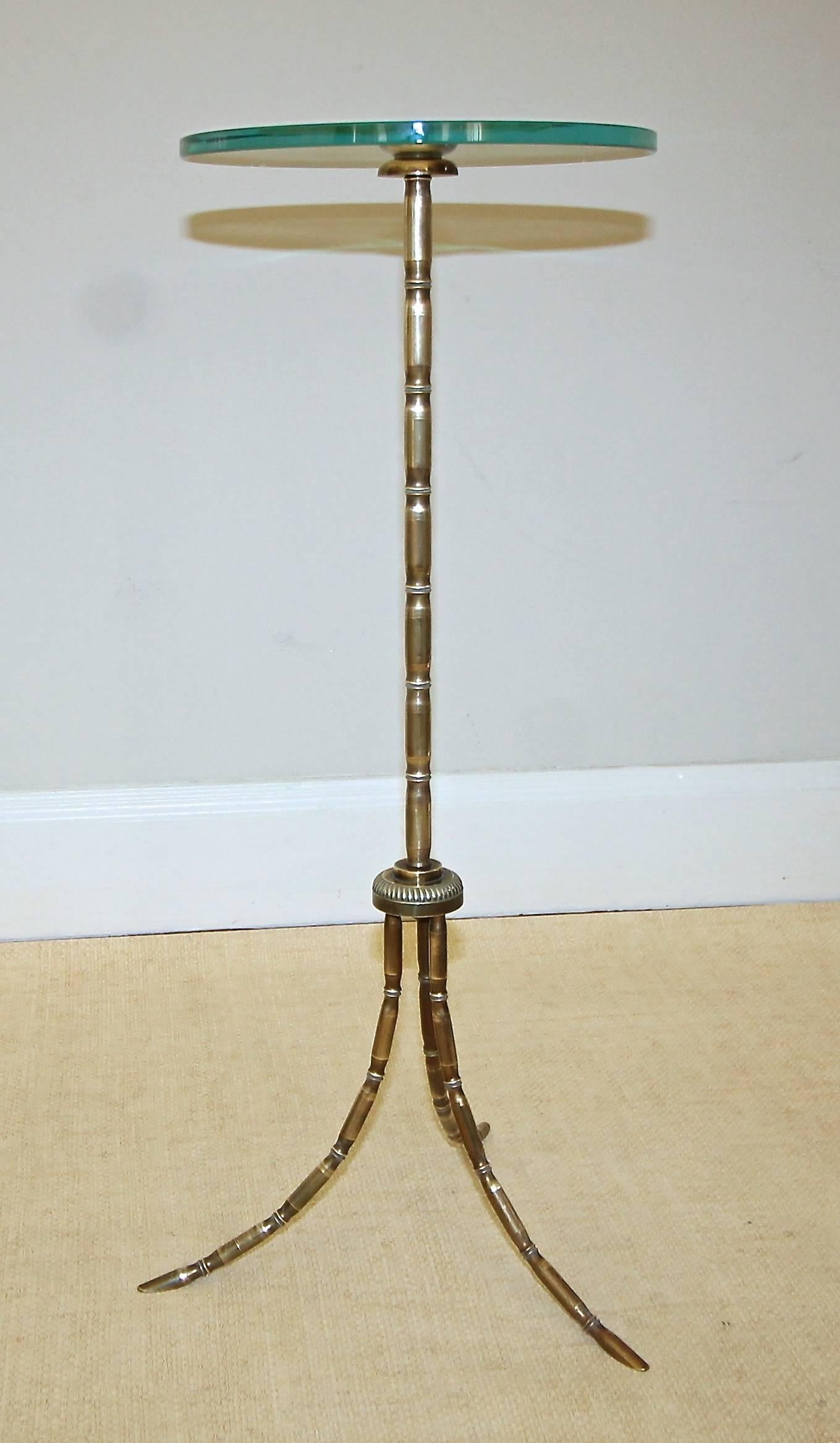 Mid-20th Century French Maison Bagues Faux Bamboo Bronze Side End Table