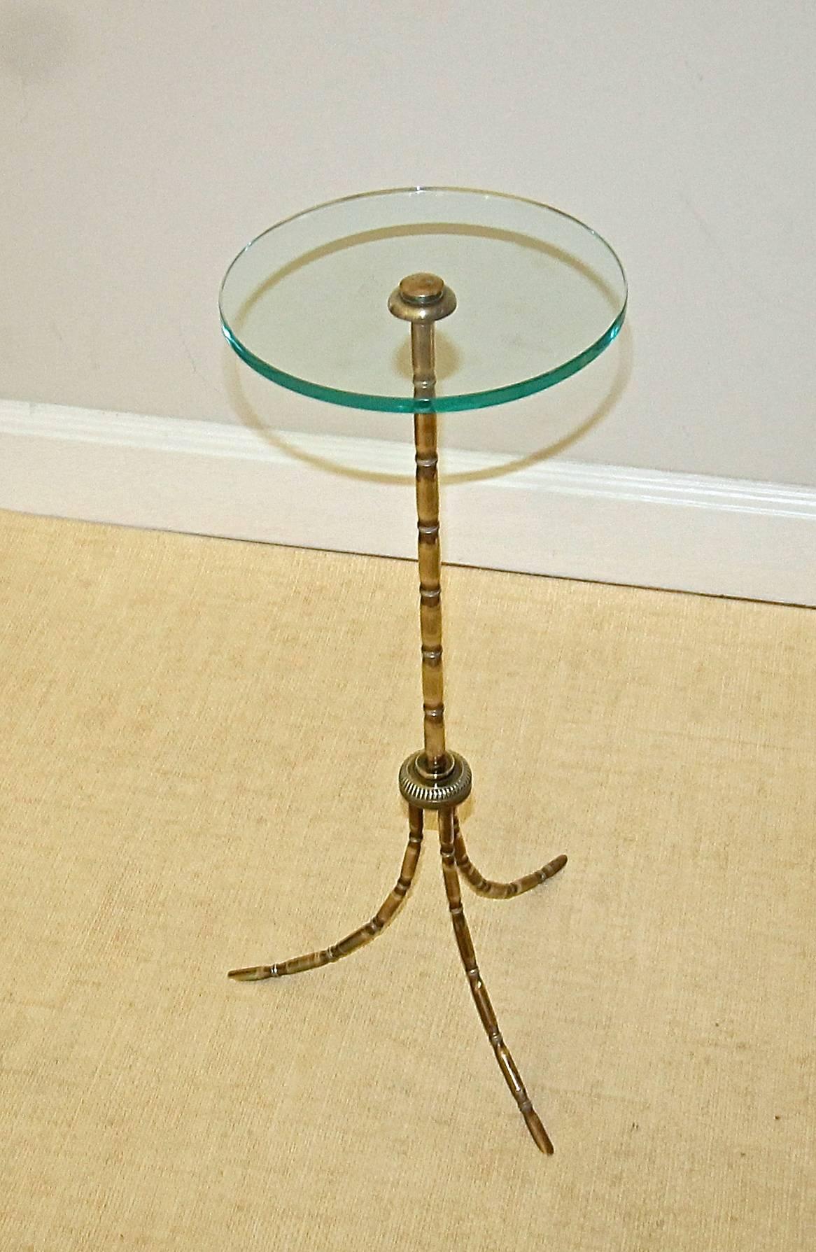 French Maison Bagues Faux Bamboo Bronze Side End Table In Good Condition In Dallas, TX