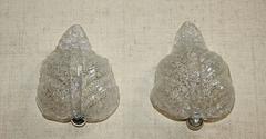 Pair Murano Italian Glass Leaf Shape Wall Sconces