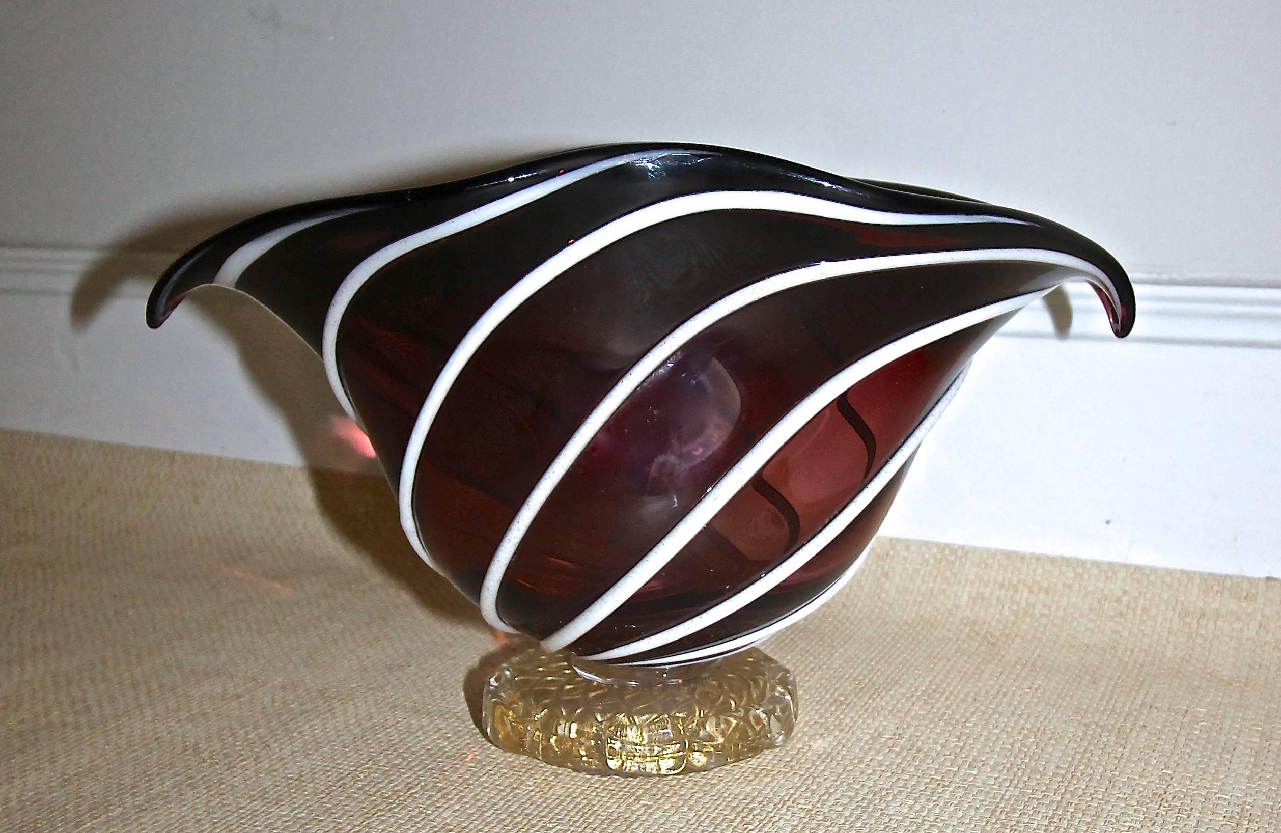 Barovier Murano Glass Centerpiece Bowl In Excellent Condition In Palm Springs, CA