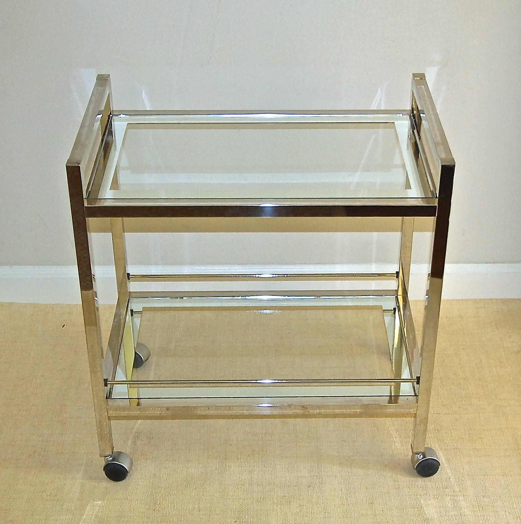 American Modern Chrome Two-Tier Bar Cart