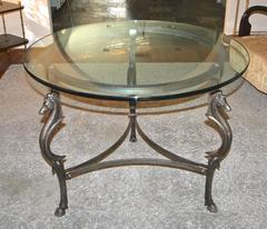 Jansen Style Cast Steel Horse Center Table