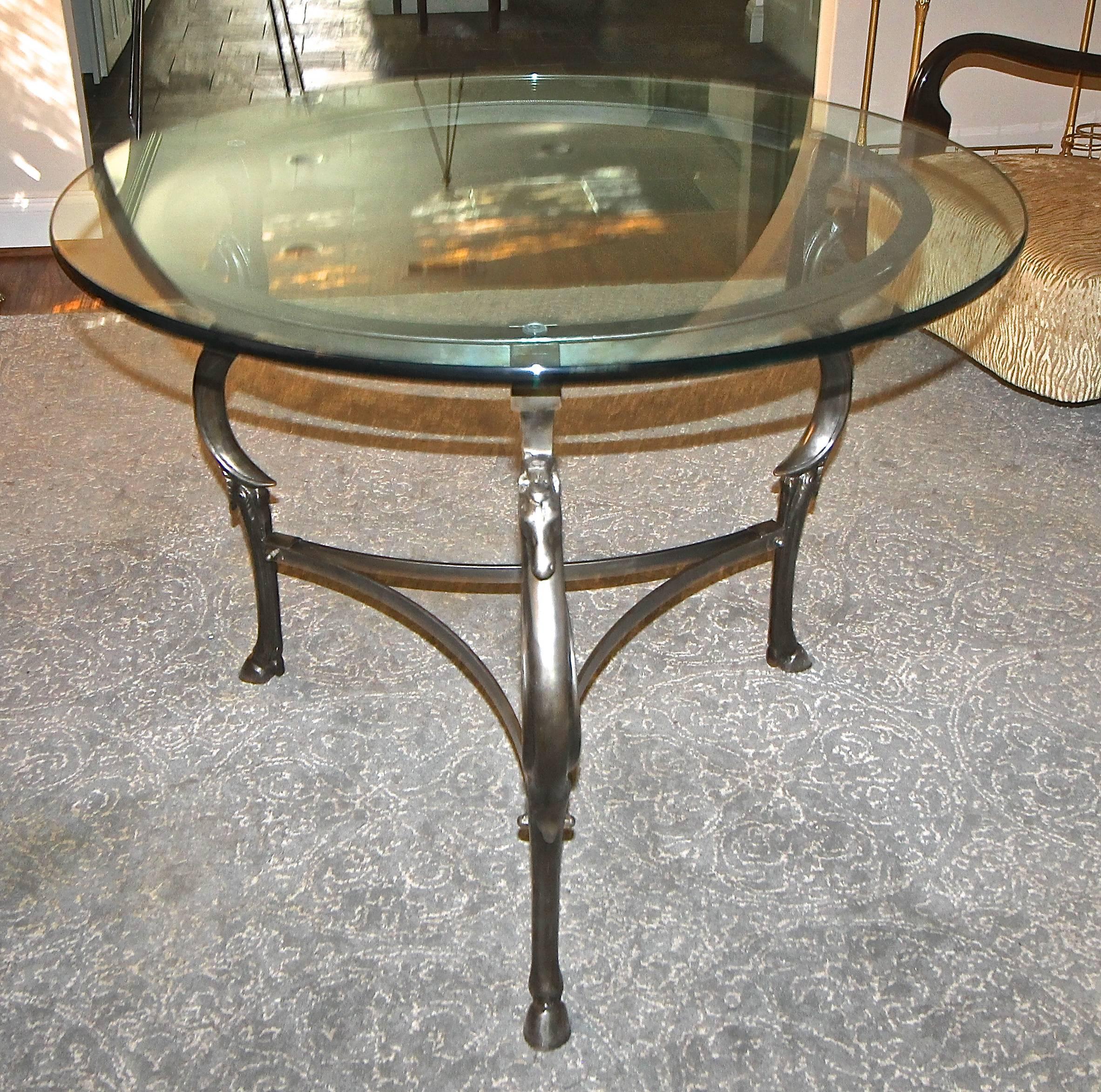 Jansen Style Cast Steel Horse Center Table In Excellent Condition In Palm Springs, CA