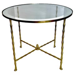 Bagues French Bronze Faux Bamboo Round Side Table