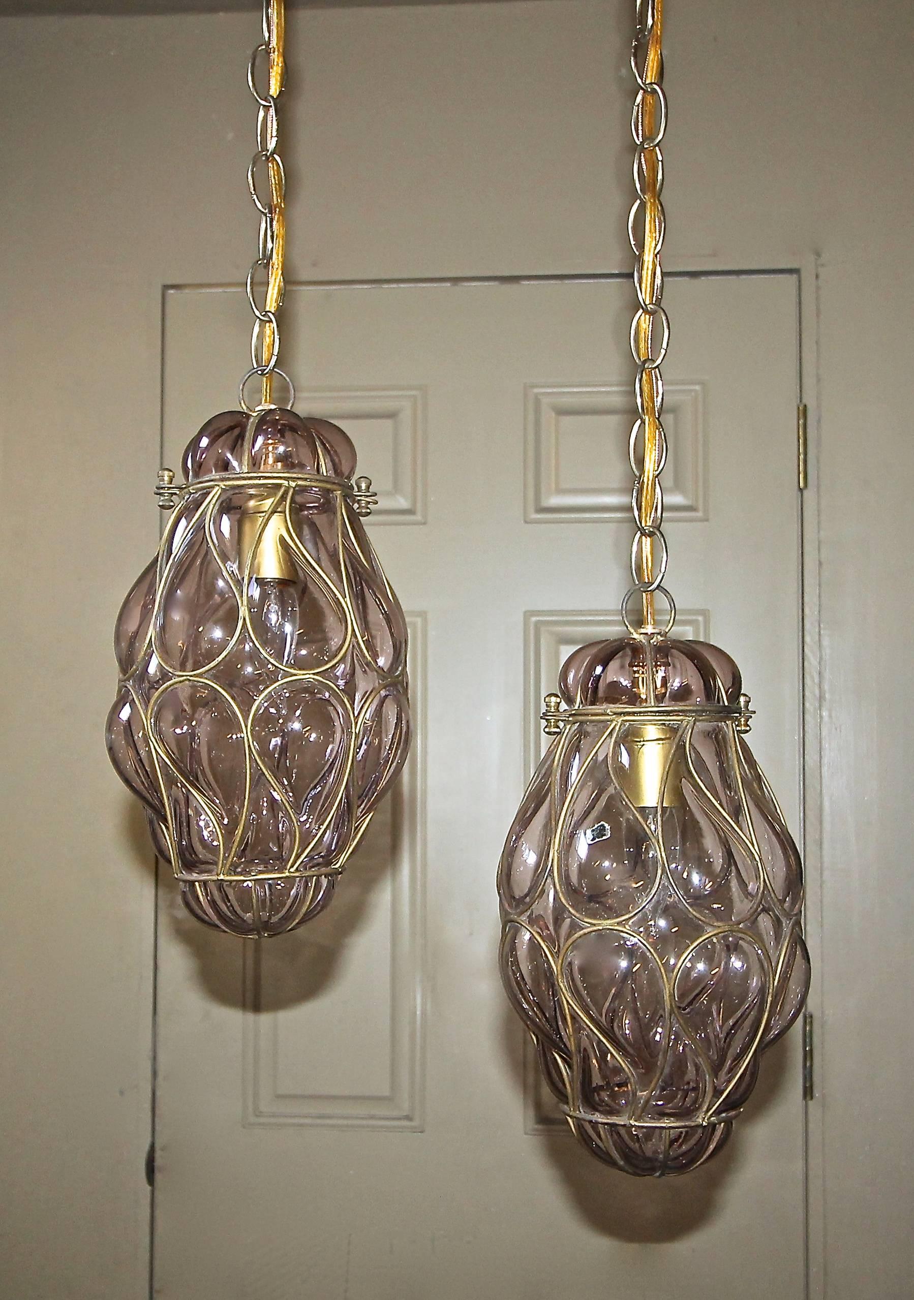 murano caged glass pendant