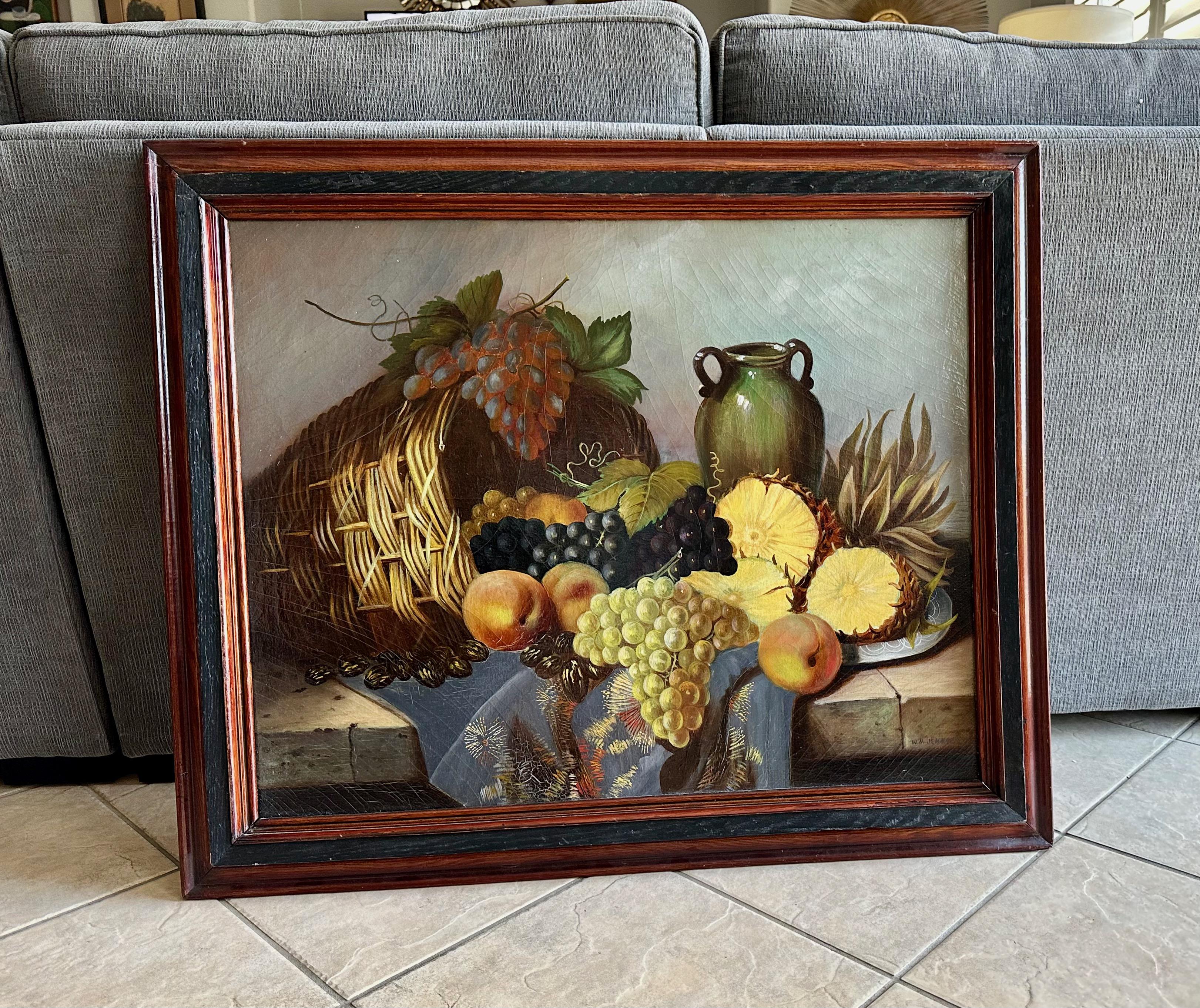 19. Jahrhundert Öl auf Leinwand Obststillleben im Zustand „Gut“ im Angebot in Palm Springs, CA