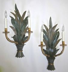 Bagues Style Faux Bamboo Tole Wall Sconces