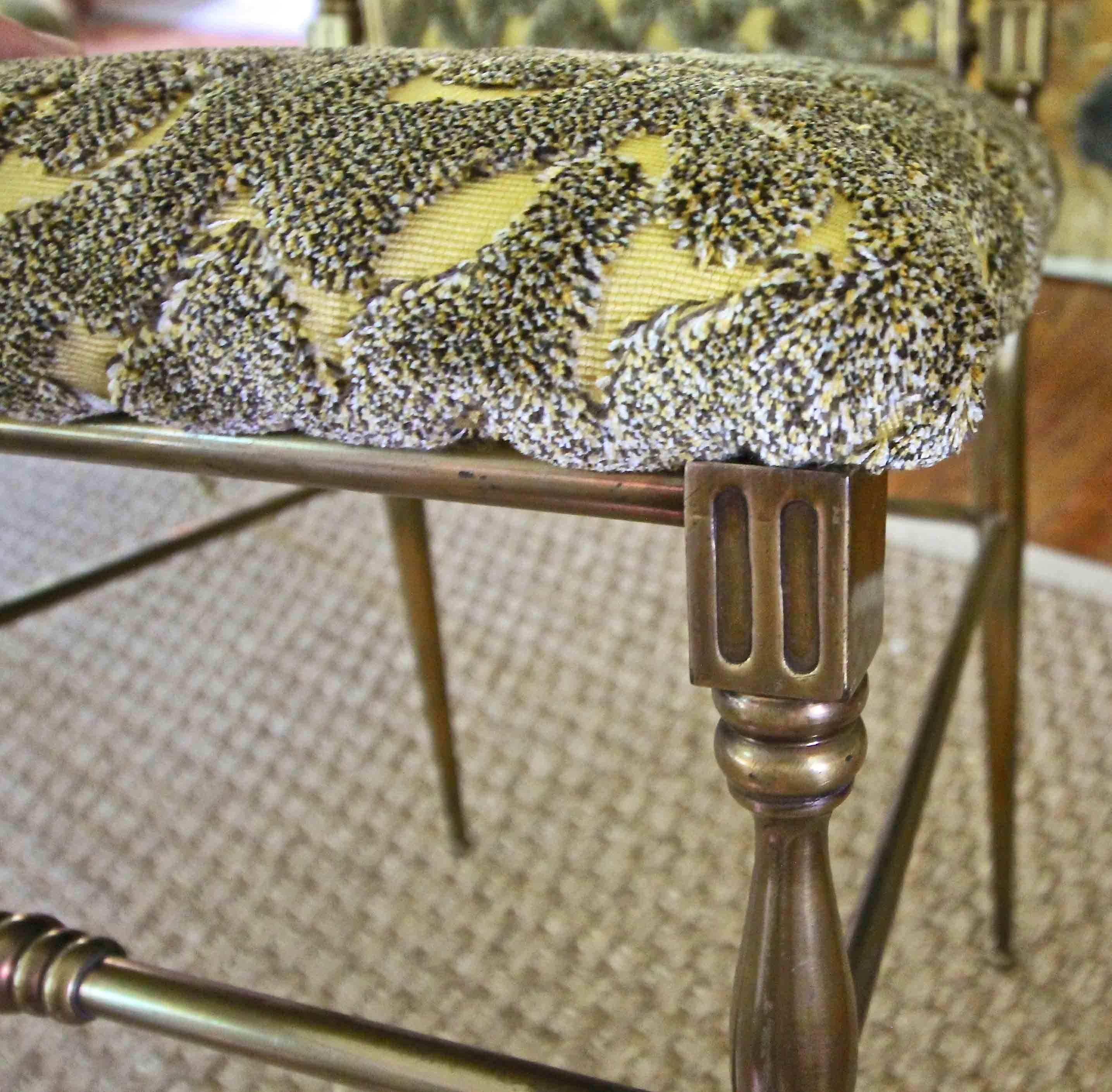 Pair of Chiavari Italian Neoclassic Brass Side Chairs For Sale 5