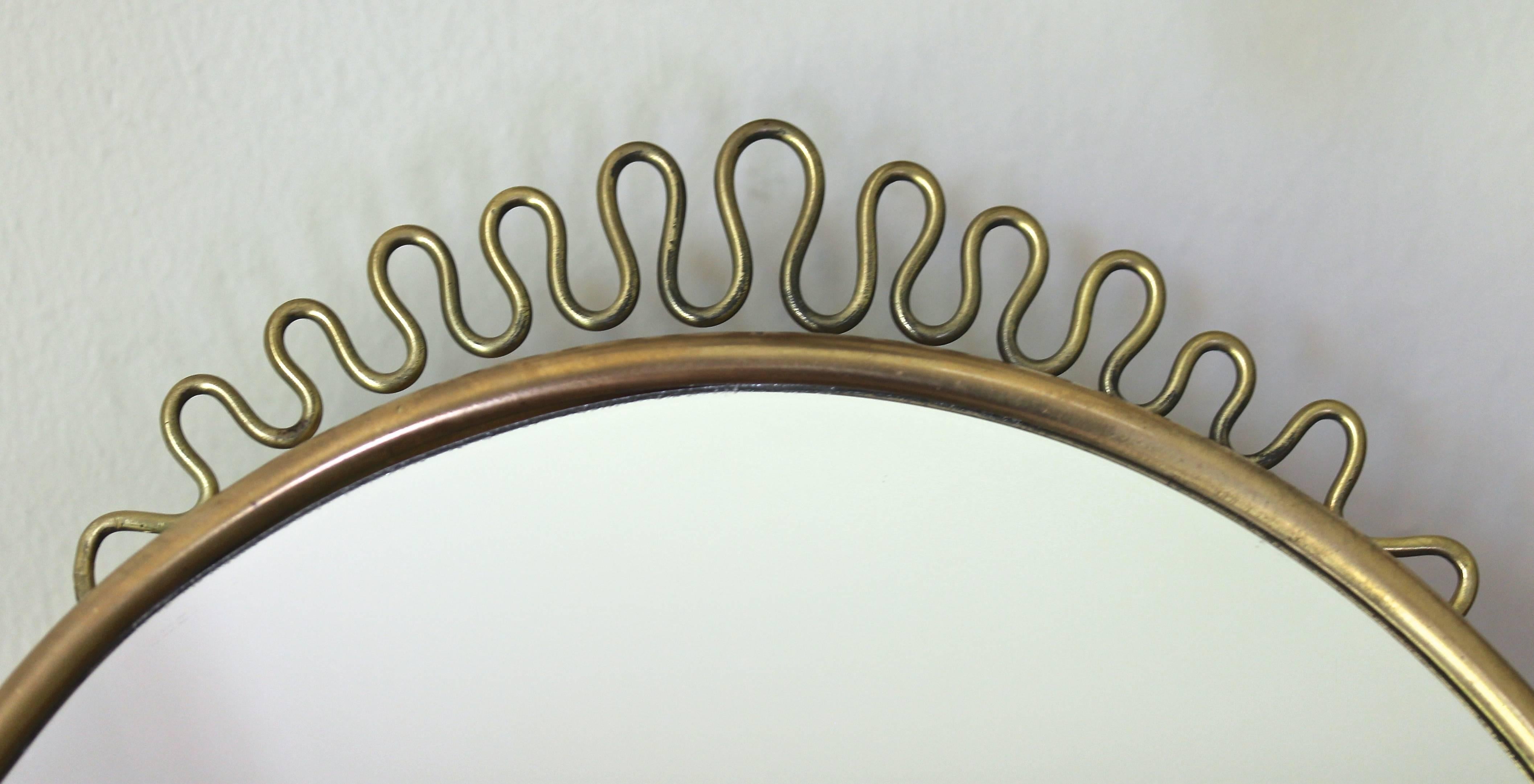 Gio Ponti Style Italian Brass Vanity Table Mirror 1