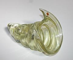 Large Gold Silver Murano Counch Seashell Centerpiece Bowl