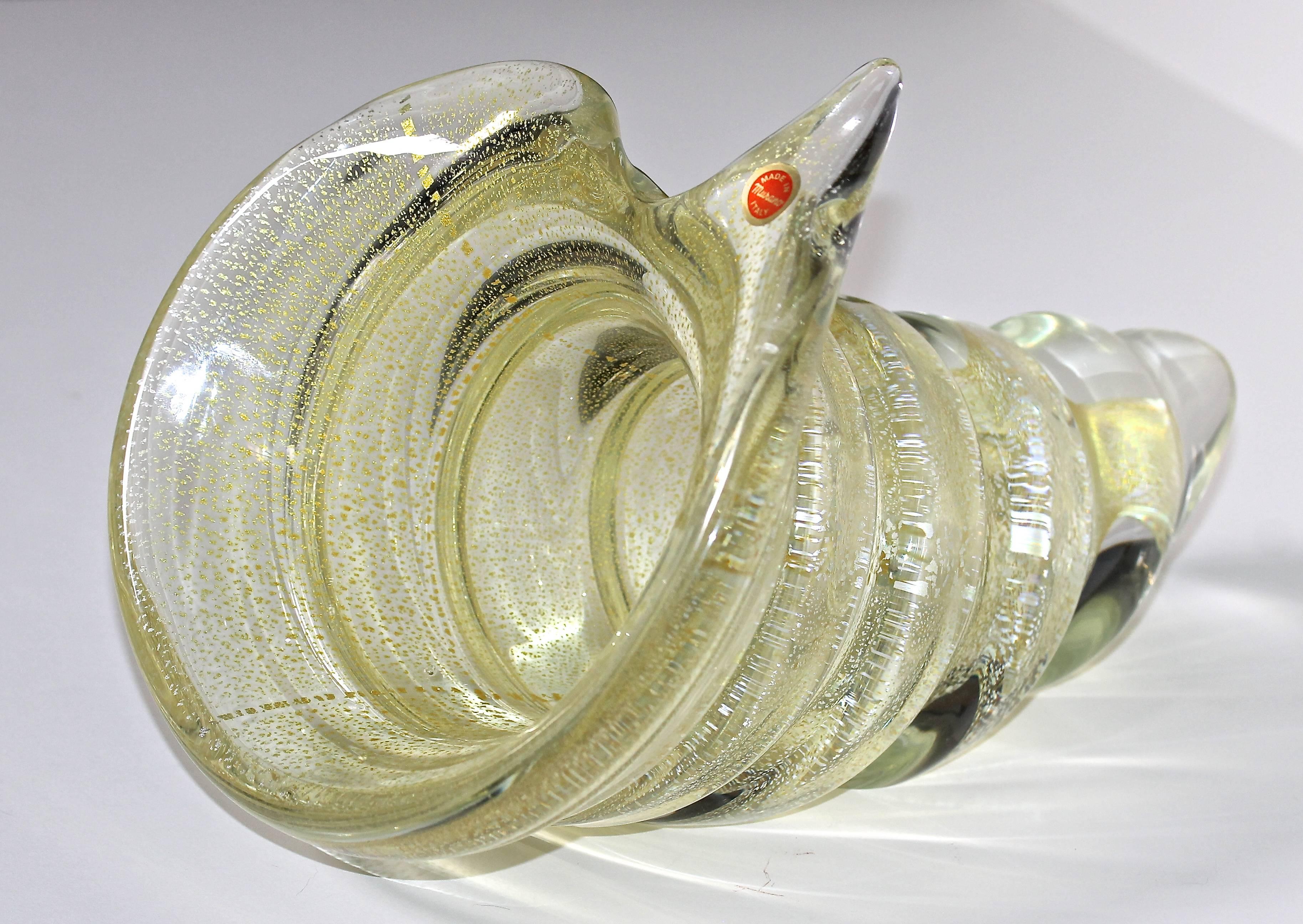 Grande ciotola centrotavola con conchiglia di Murano in argento e oro In condizioni ottime in vendita a Palm Springs, CA