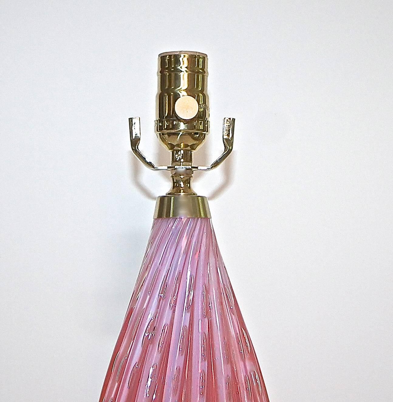 Italian Murano Glass Barbini Pink Control Bubble Table Lamp 4