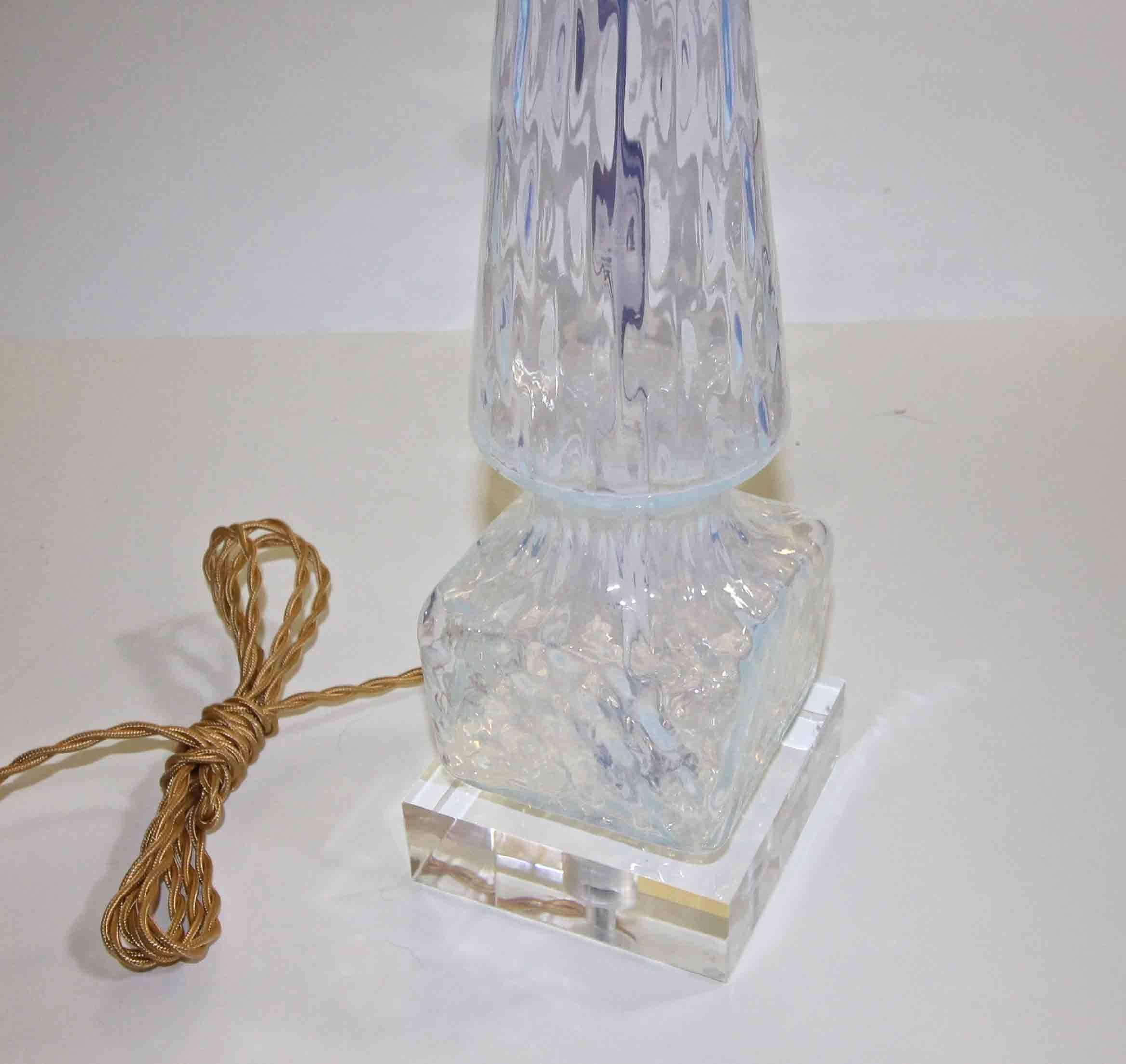Brass Murano Italian Opalescent Glass Lamp For Sale
