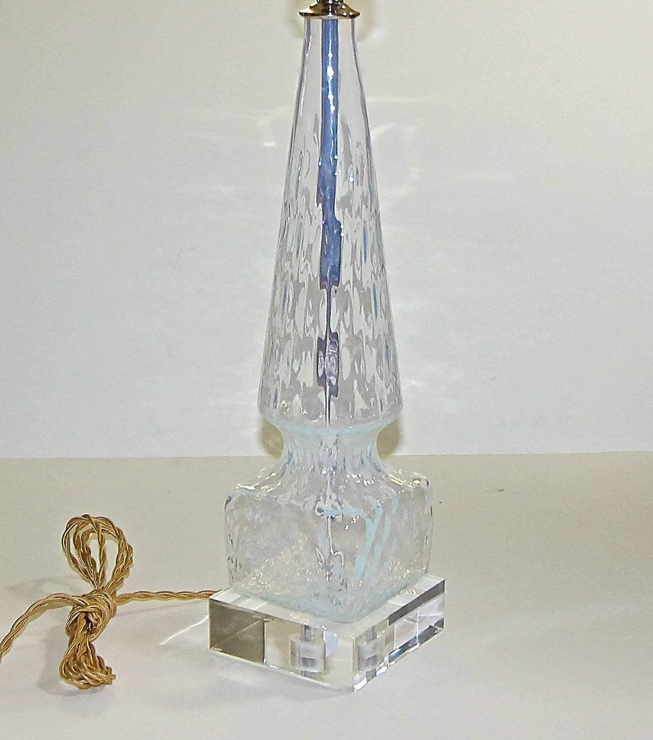 Murano Italian Opalescent Glass Lamp For Sale 1