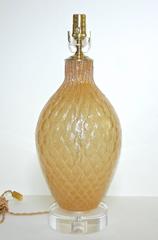 Murano Amber Glass Galliano Ferro Diamond Pattern Table Lamp