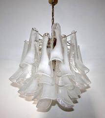 Mazzega Murano Clear and White Petal Chandelier
