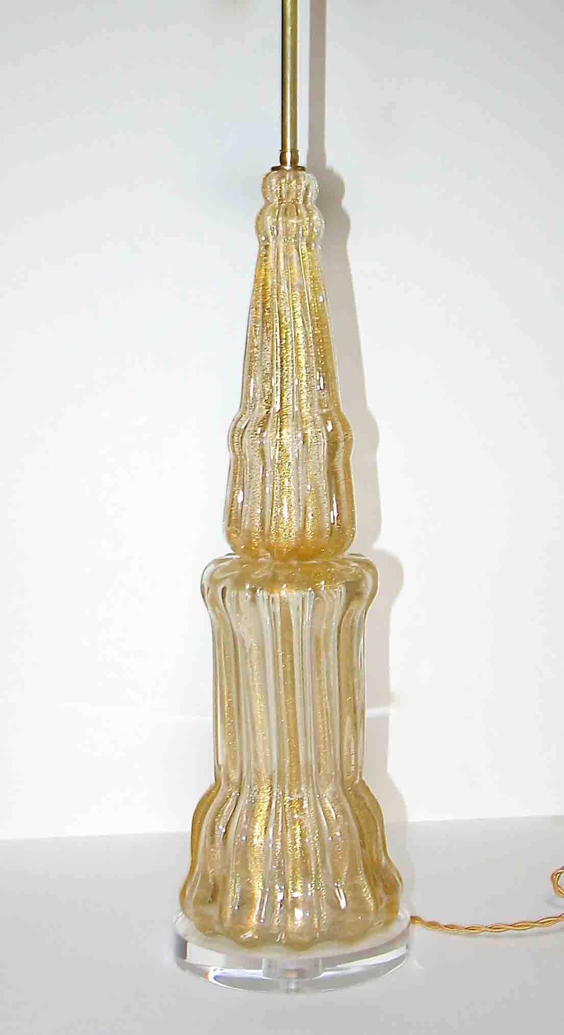 Italian Large Barovier Murano Gold Tall Lamp