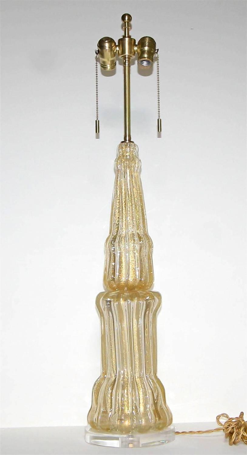 Large Barovier Murano Gold Tall Lamp 2
