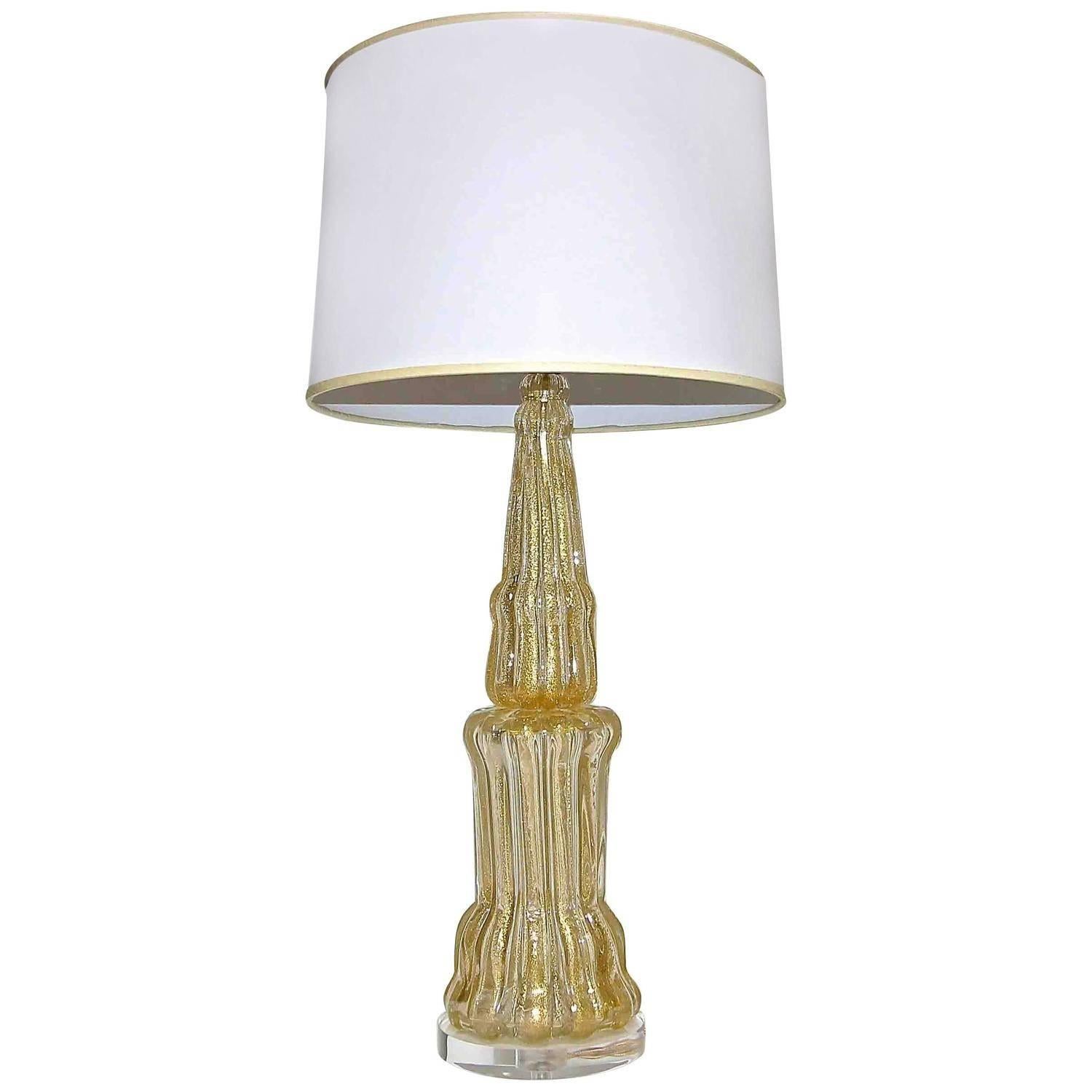 Large Barovier Murano Gold Tall Lamp 3